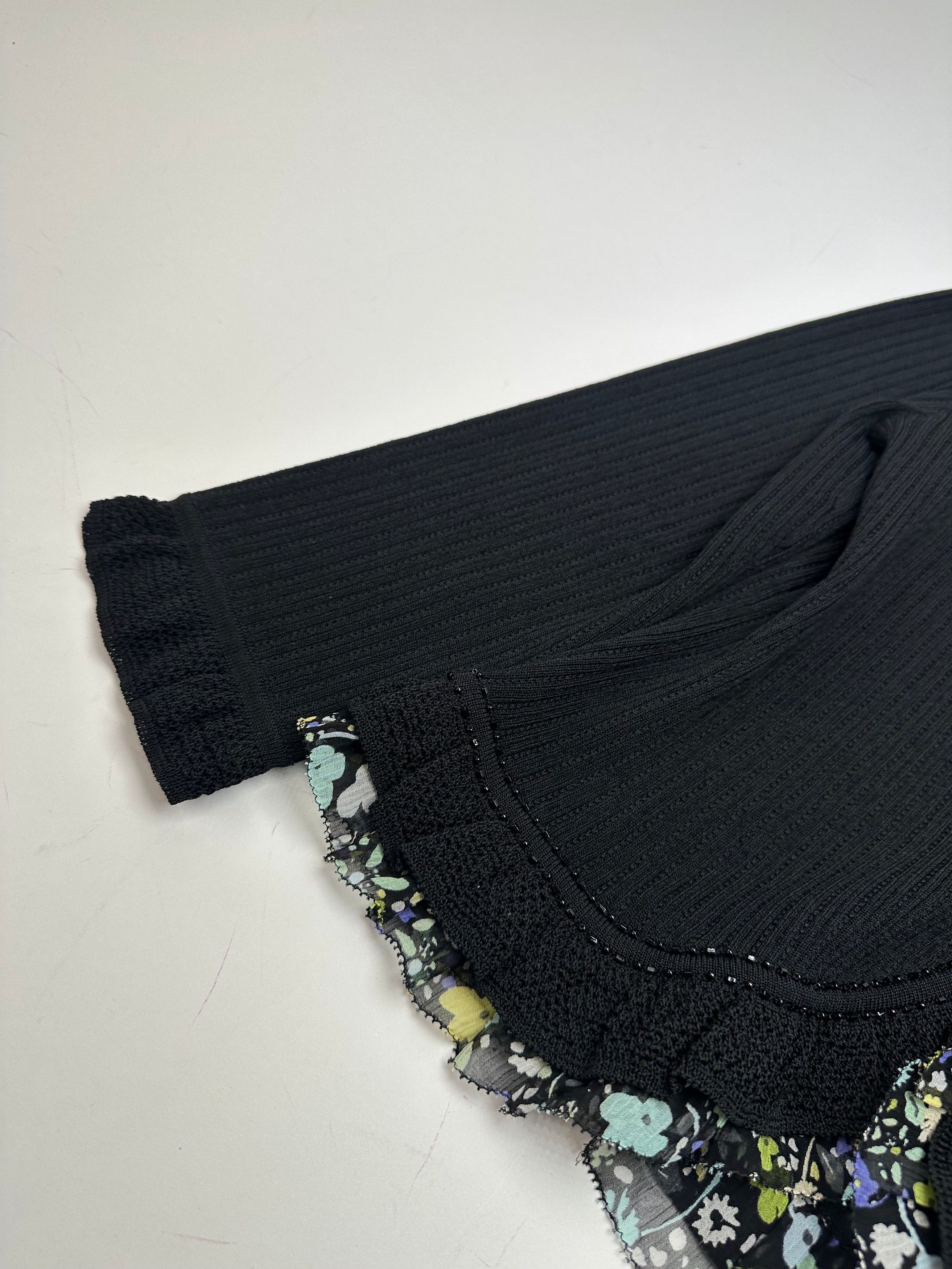 Courreges Vintage Courrèges Ribbed Knit Cardigan Black Floral 38 Size M / US 6-8 / IT 42-44 - 7 Thumbnail