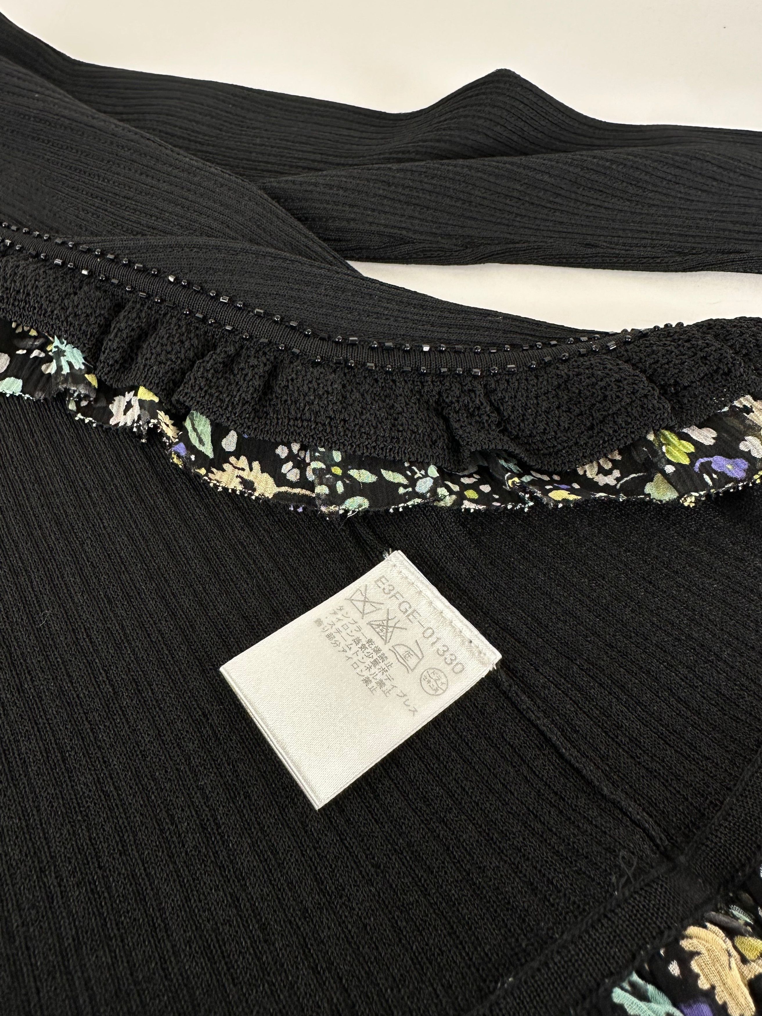 Courreges Vintage Courrèges Ribbed Knit Cardigan Black Floral 38 Size M / US 6-8 / IT 42-44 - 8 Thumbnail