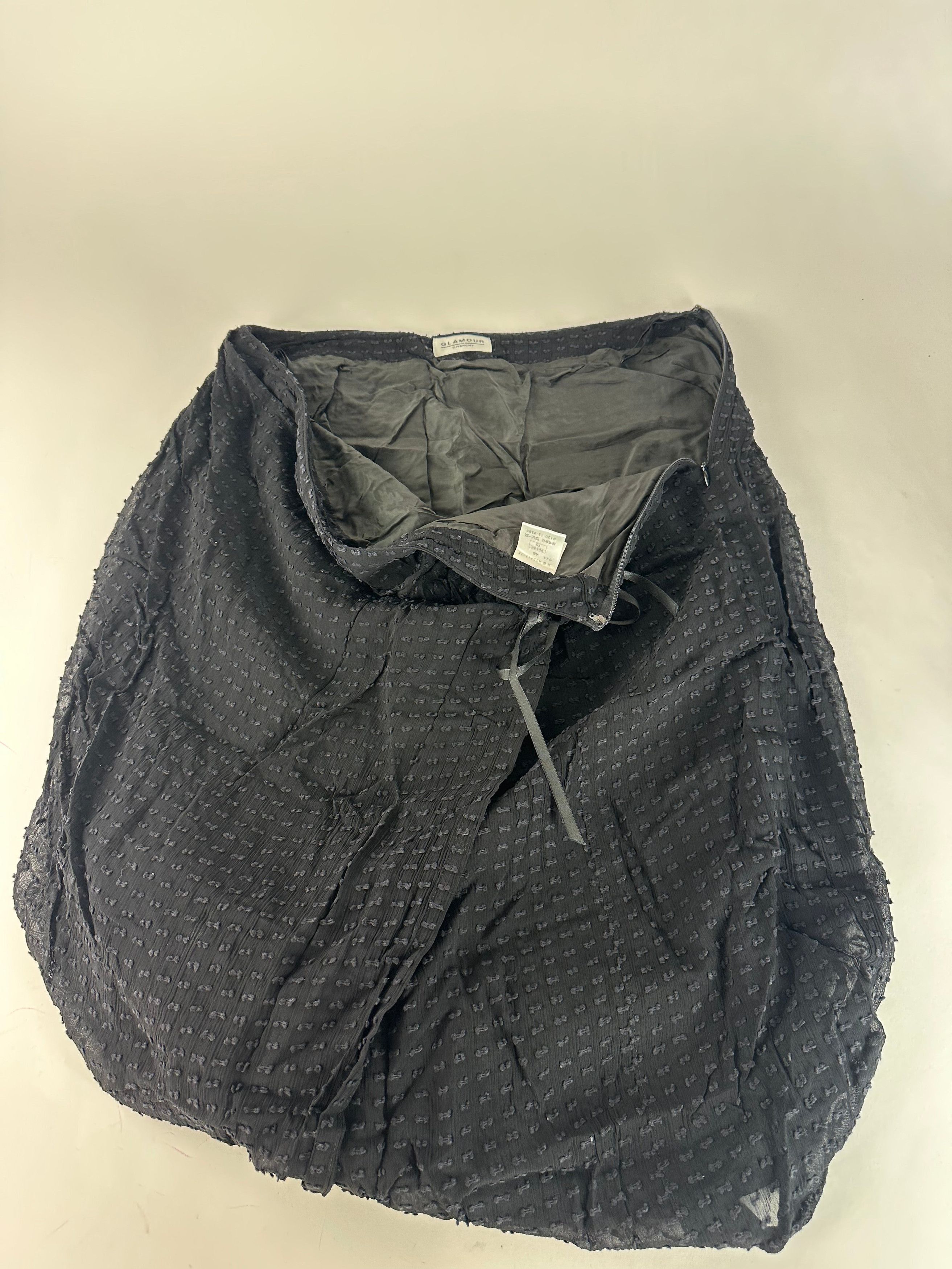 Givenchy Vintage Silk Bow Detail A-Line Skirt Black XL Size 36" / US 14 / IT 50 - 9 Thumbnail