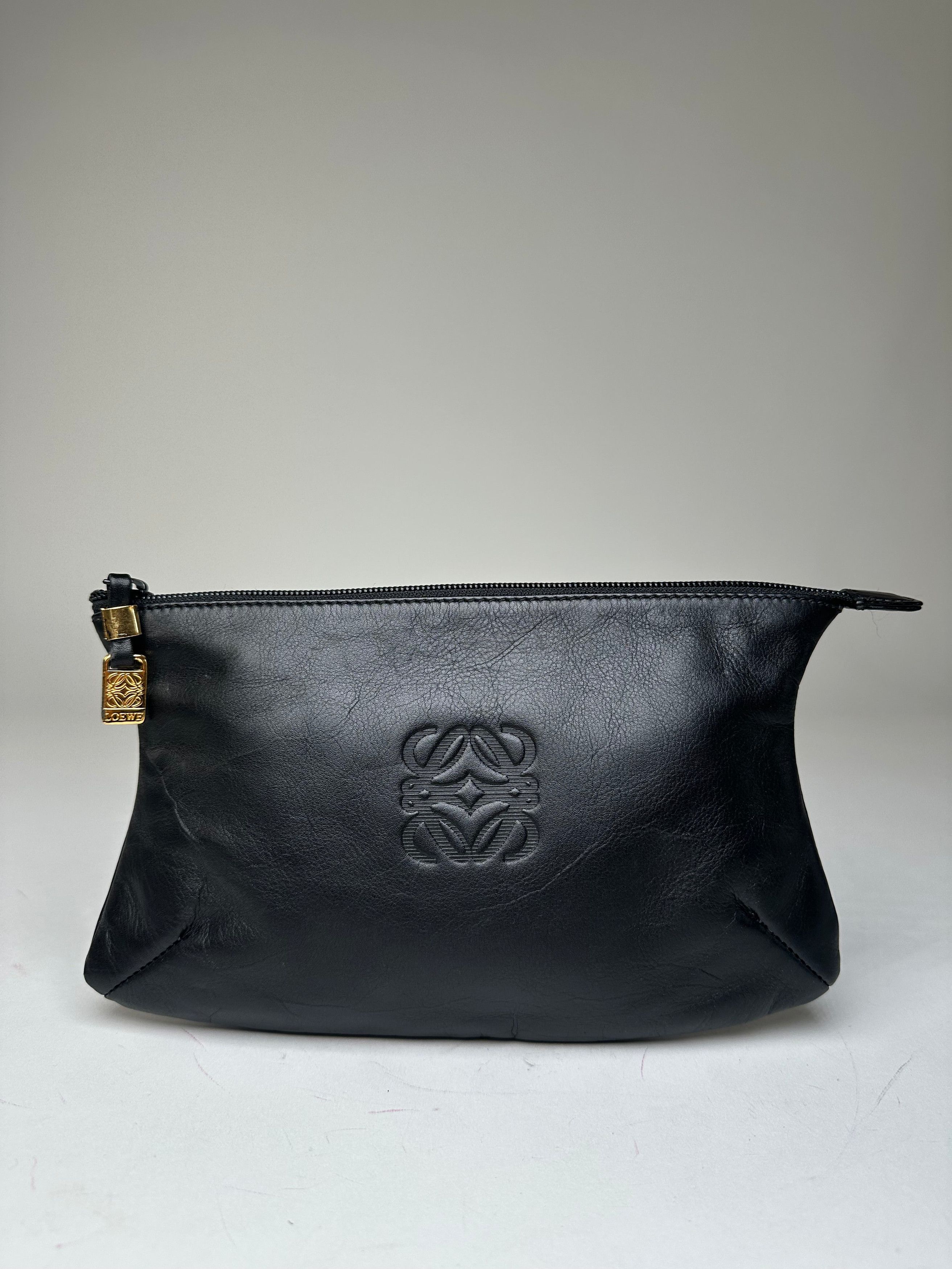 Loewe Vintage Anagram Leather Pouch Clutch Black Size ONE SIZE - 8 Thumbnail