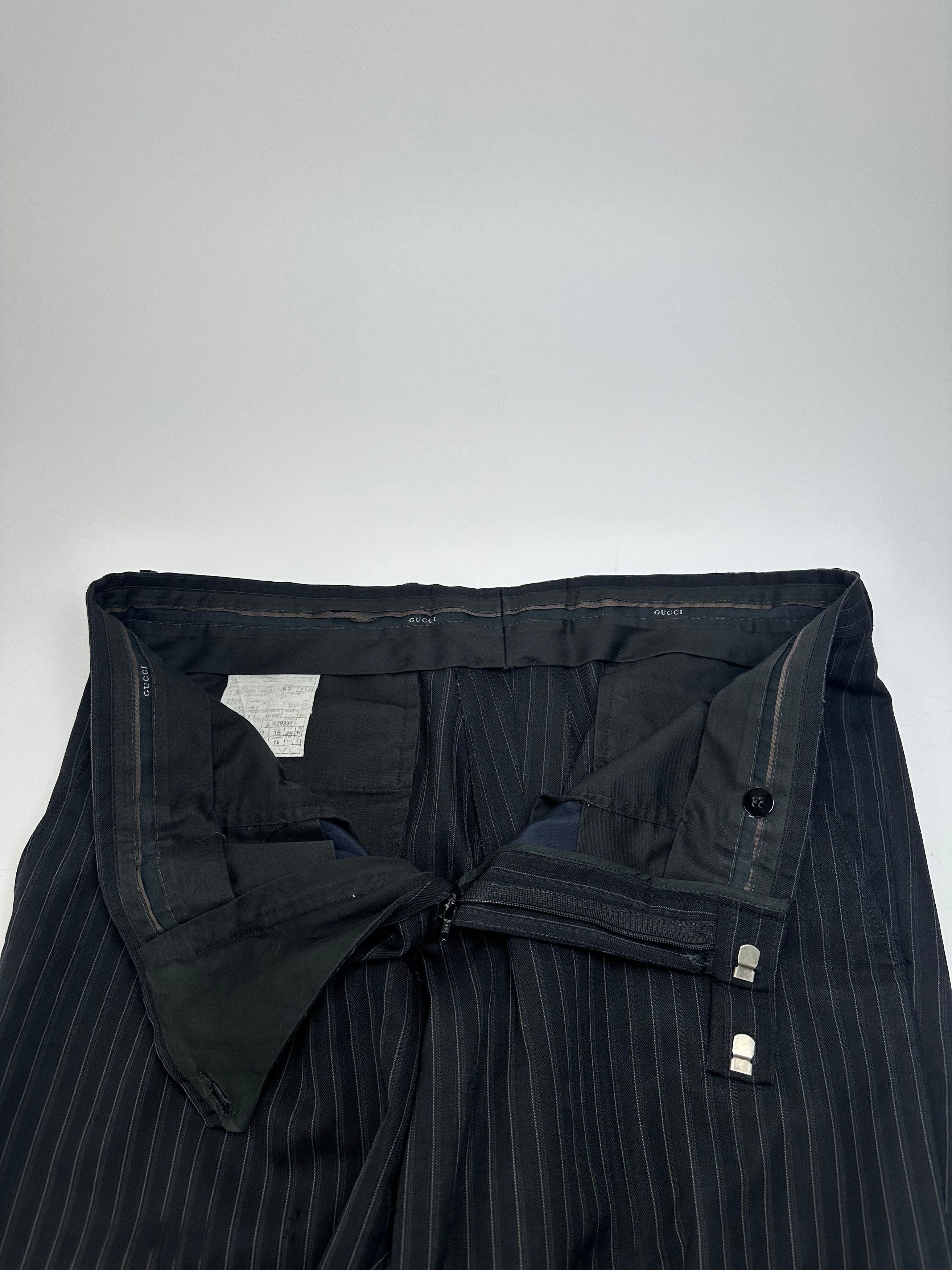 Gucci Vintage Wool Pinstripe Trousers Black M Size 30" / US 8 / IT 44 - 9 Thumbnail