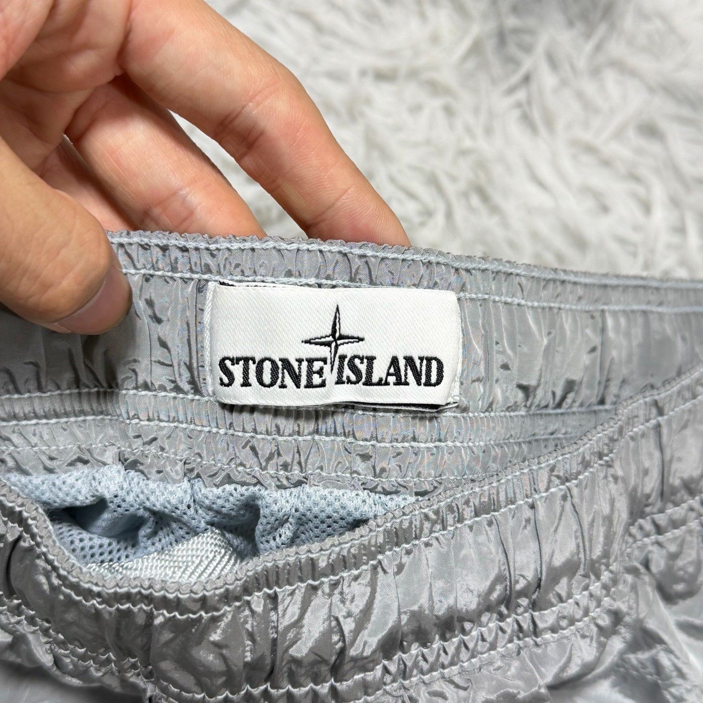 Stone Island Stone Island Square Logo Metallic Nylon Shorts Size US 31 - 4 Thumbnail