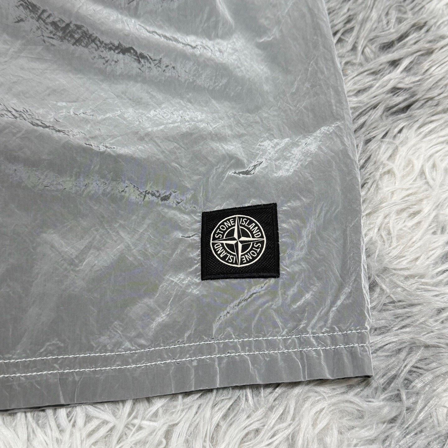 Stone Island Stone Island Square Logo Metallic Nylon Shorts Size US 31 - 3 Thumbnail