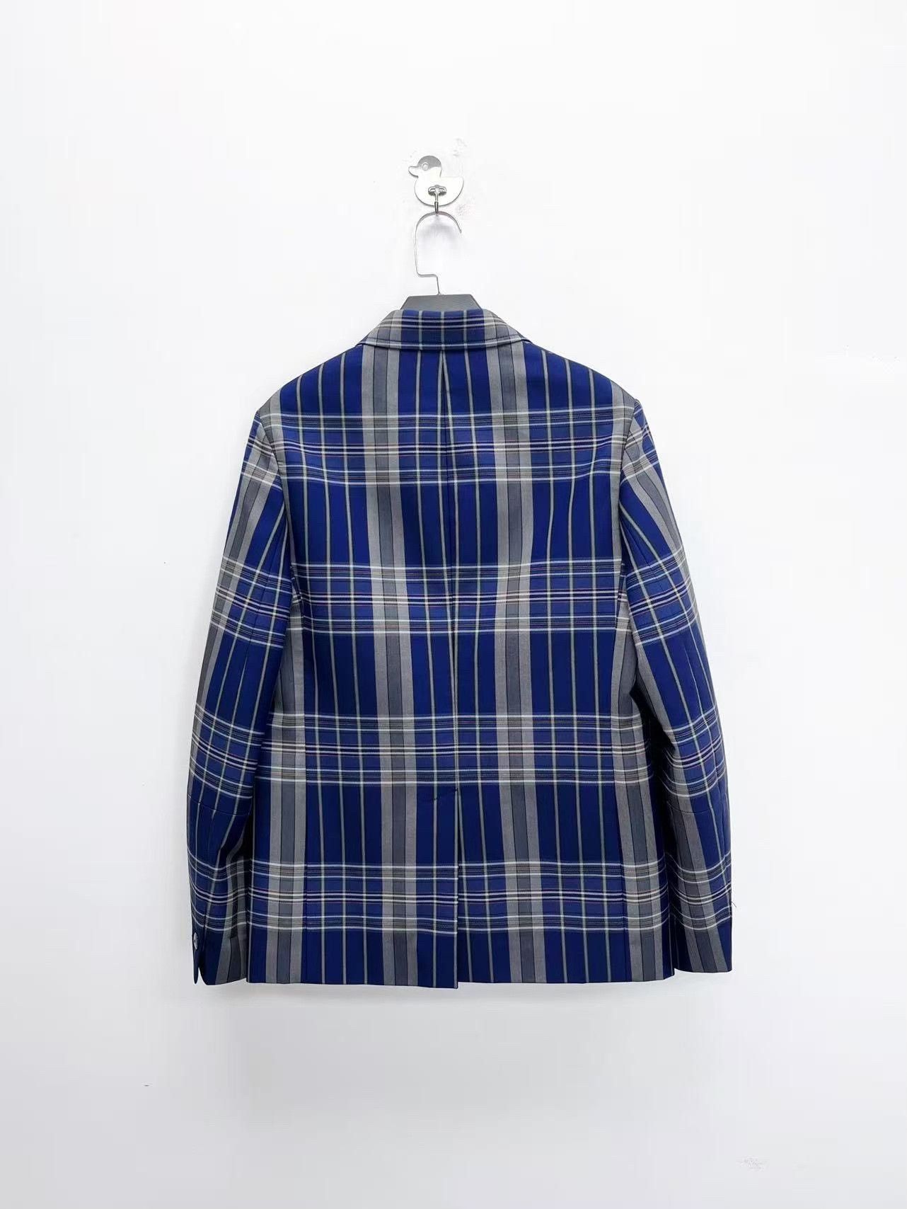 Acne Studios Acne Studios Gray-Blue Plaid Wool Blazer Size US M / EU 48-50 / 2 - 2 Thumbnail