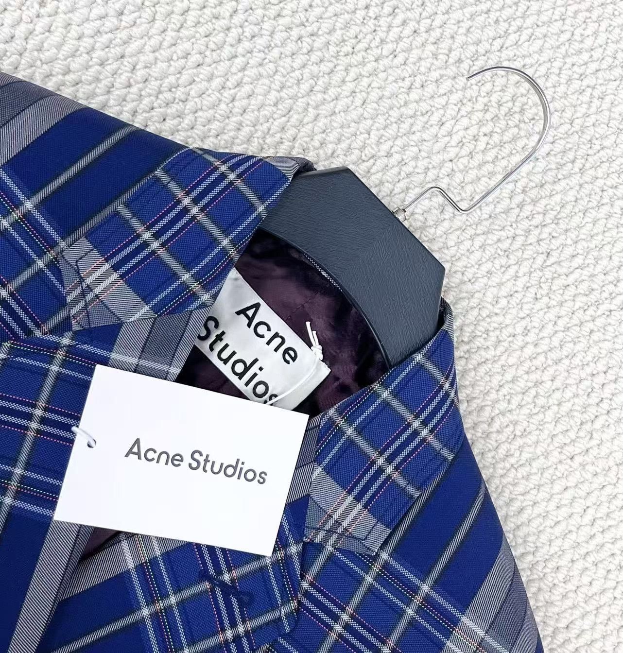 Acne Studios Acne Studios Gray-Blue Plaid Wool Blazer Size US M / EU 48-50 / 2 - 3 Thumbnail