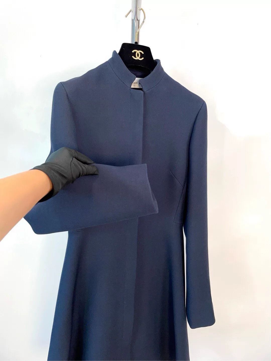 Dior Dior Navy Wool Silk Long Dress Coat Size XXS / US 00 / IT 34 - 5 Thumbnail
