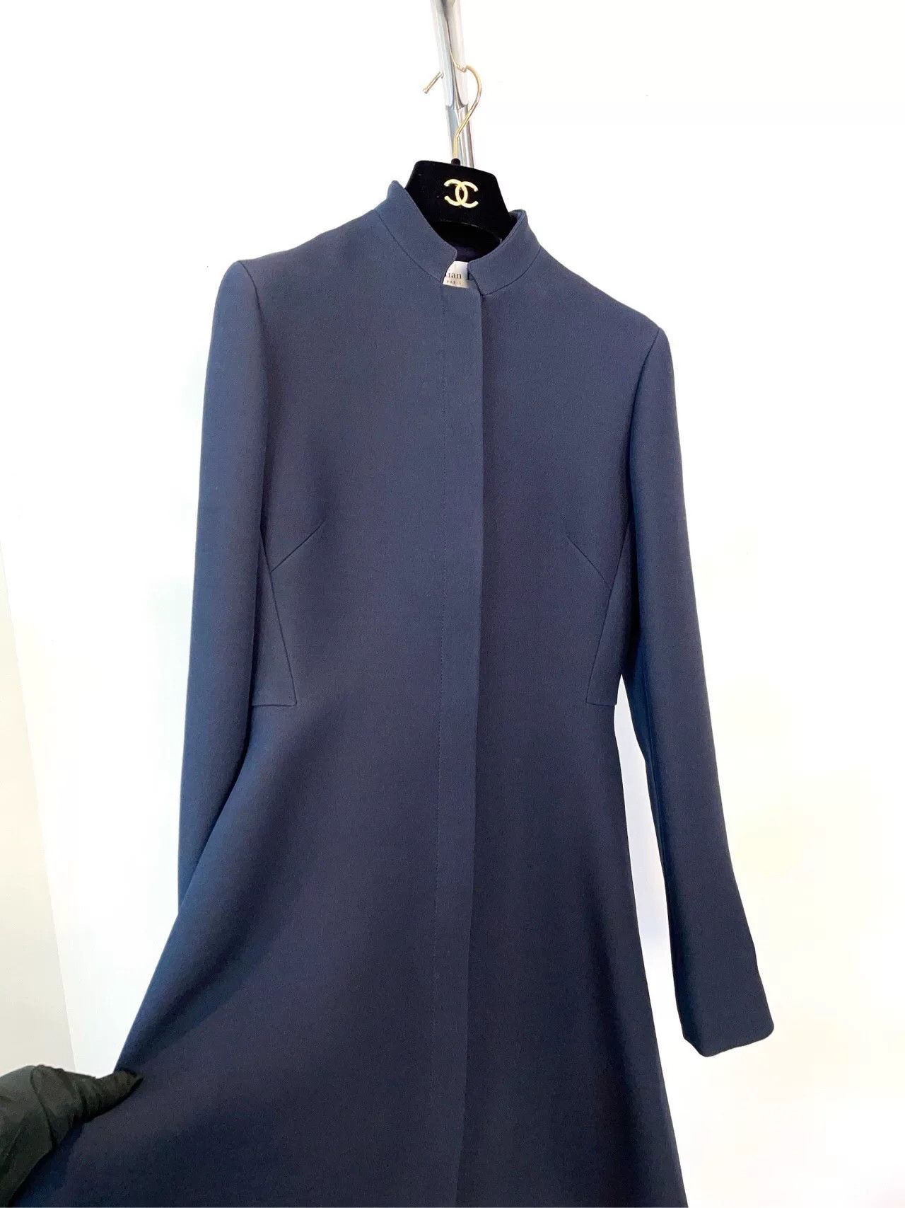 Dior Dior Navy Wool Silk Long Dress Coat Size XXS / US 00 / IT 34 - 6 Thumbnail