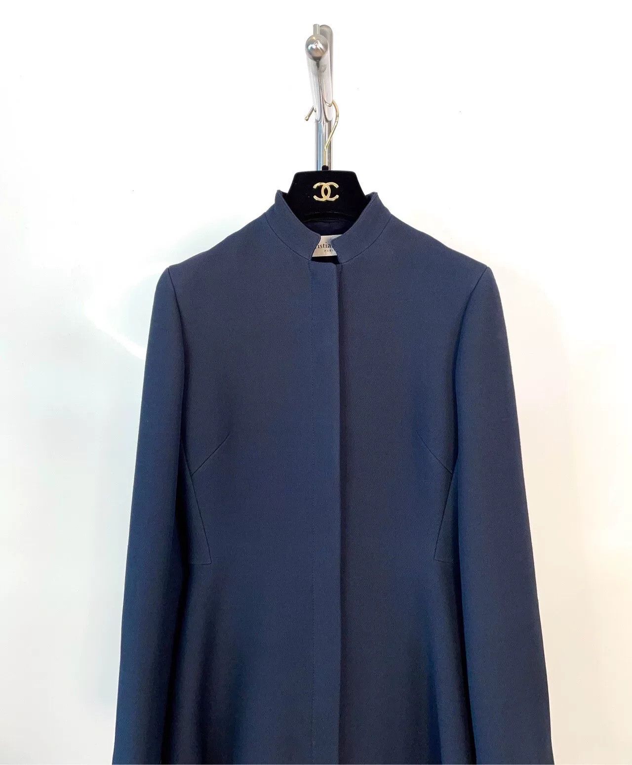 Dior Dior Navy Wool Silk Long Dress Coat Size XXS / US 00 / IT 34 - 3 Thumbnail