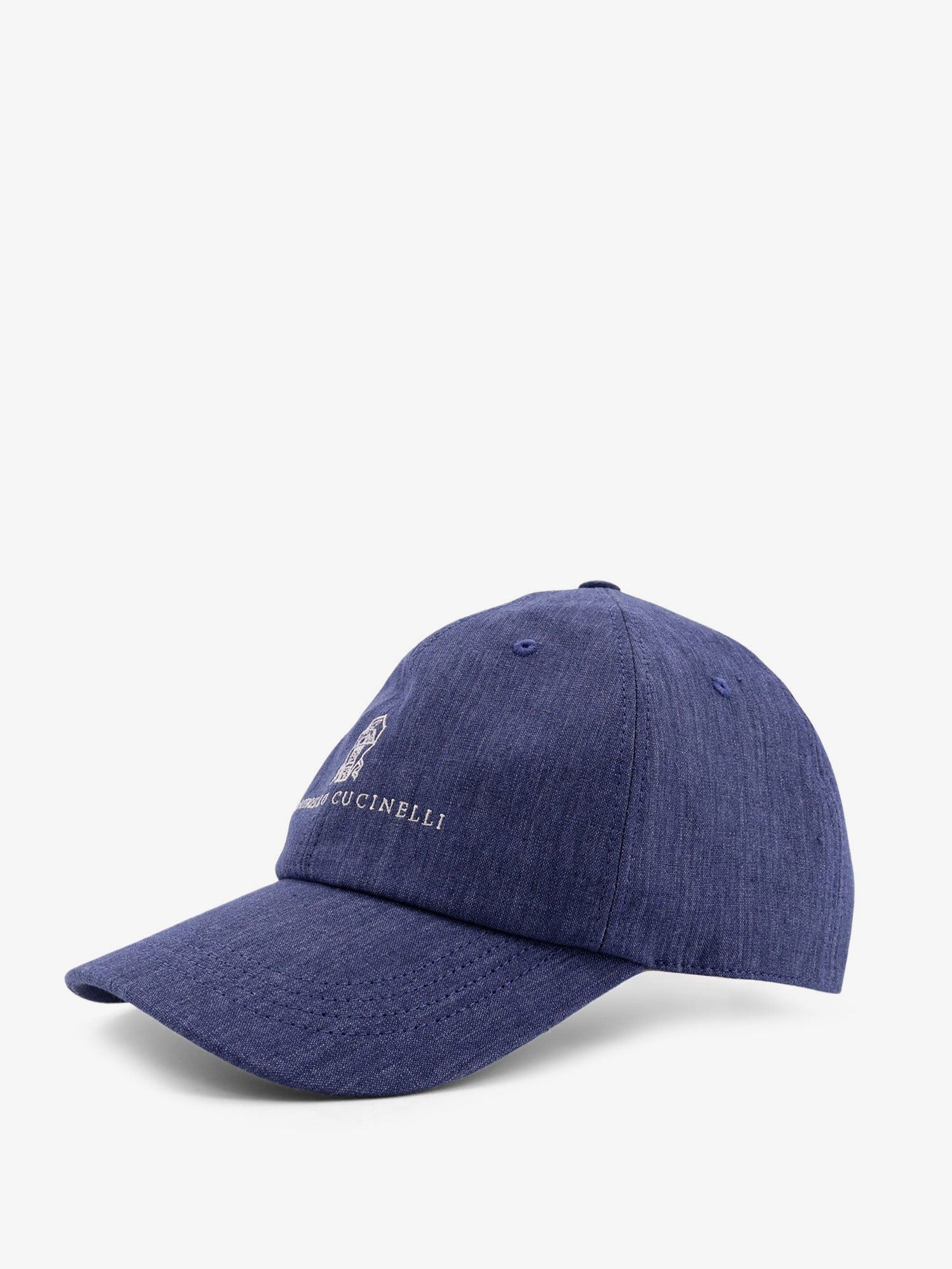 Brunello Cucinelli Denim Hat With Embroidered Logo On The Front Size ONE SIZE - 2 Thumbnail