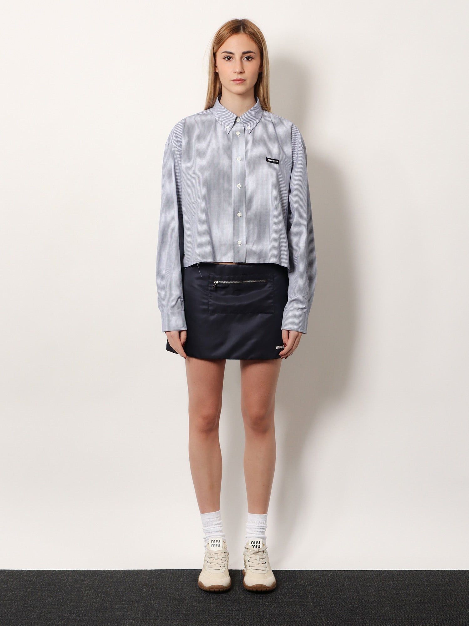 Miu Miu Pin Check Cotton Shirt Size S / US 4 / IT 40 - 4 Thumbnail