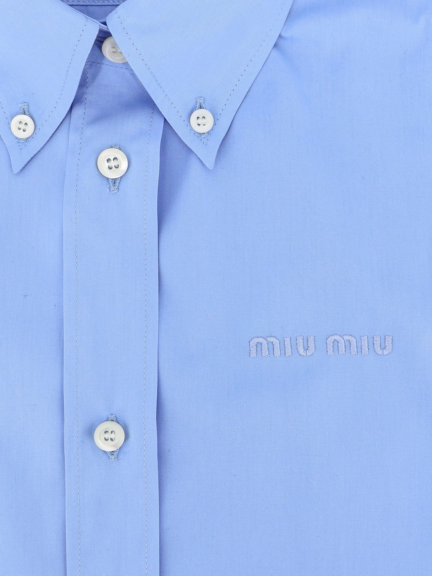 Miu Miu Cotton Shirt With Front Embroidered Logo Size S / US 4 / IT 40 - 3 Thumbnail