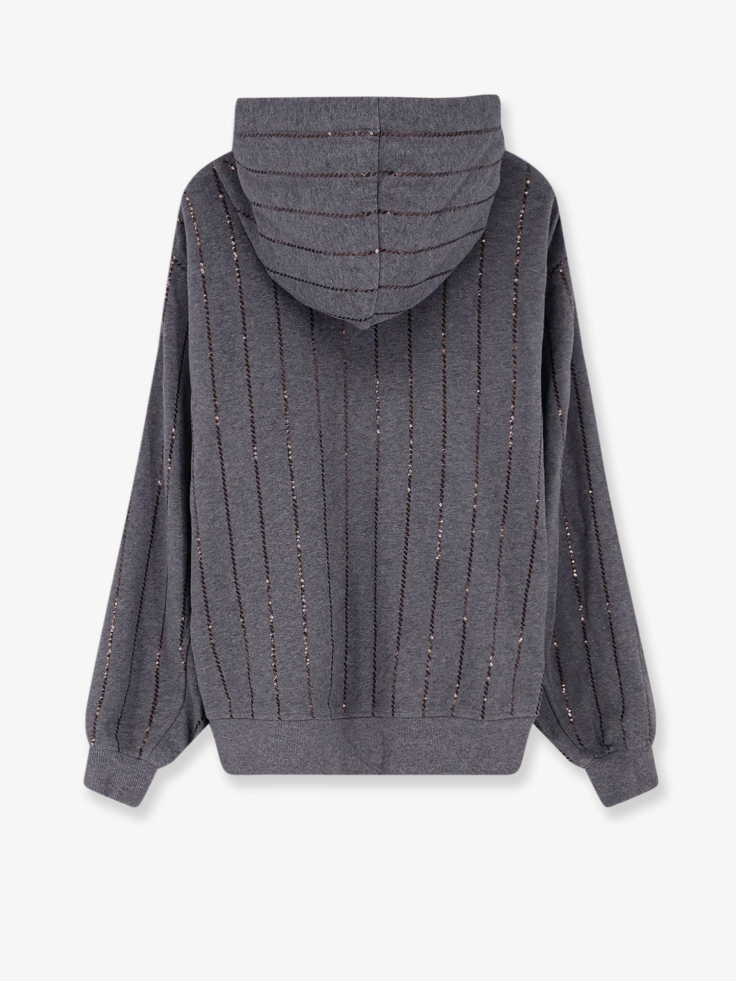 Brunello Cucinelli Dazzling Chalk Stripe Embroidery Cotton Sweatshirt Size M / US 6-8 / IT 42-44 - 2 Thumbnail