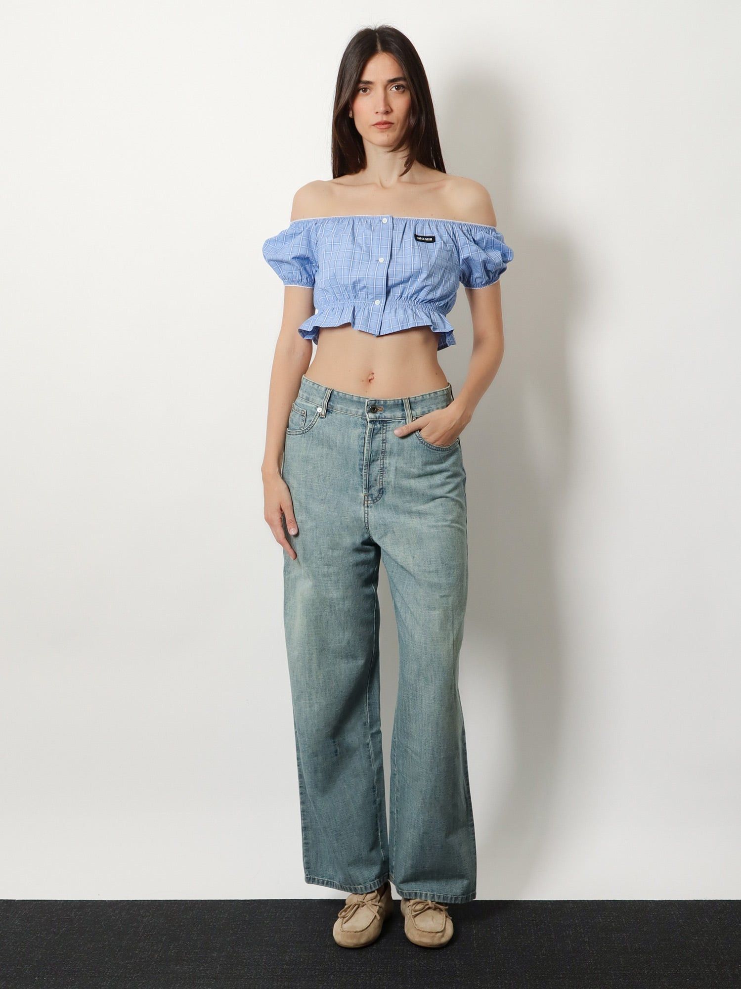 Miu Miu Striped Cotton Top Size S / US 4 / IT 40 - 4 Thumbnail