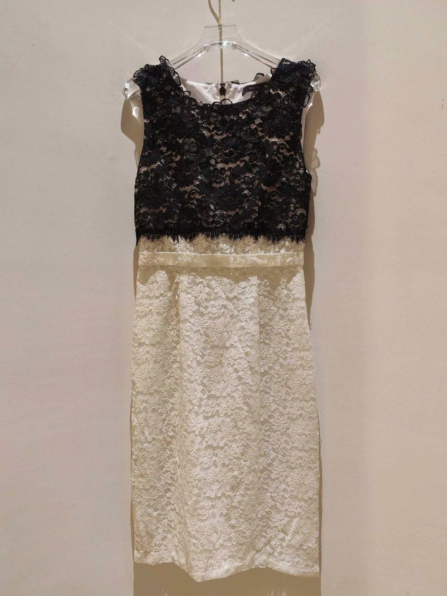 Bcbgmaxazria BCBG Black & White Lace Dress Size M / US 6-8 / IT 42-44 - 5 Thumbnail