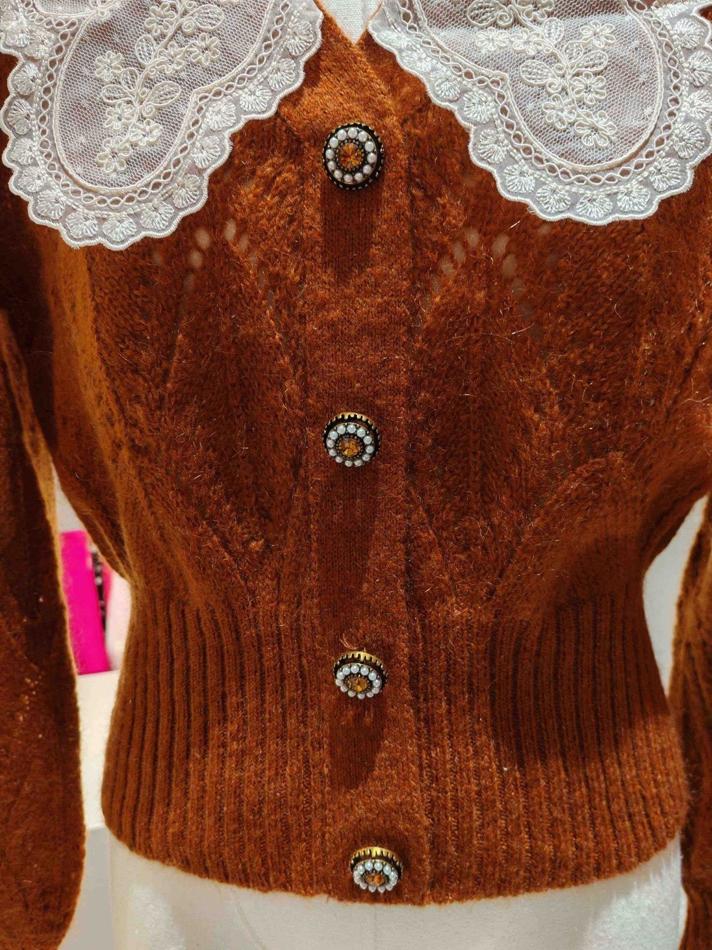 Joya Jorya Lace Collar Cardigan Size M / US 6-8 / IT 42-44 - 5 Thumbnail