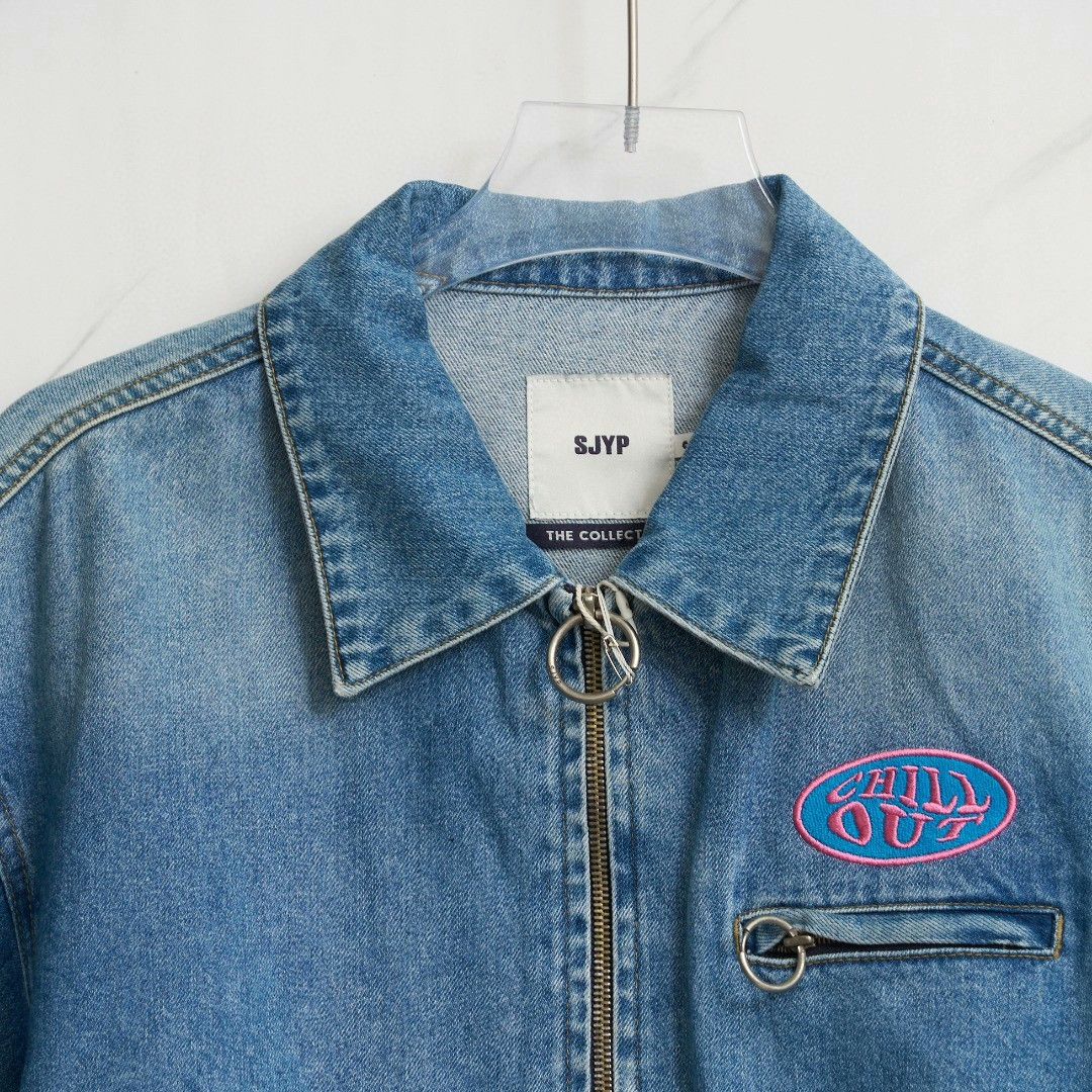 Other SJYP Embroidered Washed Denim Jacket Size S / US 4 / IT 40 - 2 Thumbnail