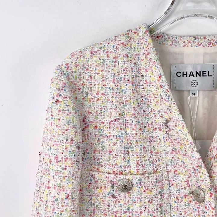 Chanel Chanel 25P Pink V-Neck Tweed Jacket Size S / US 4 / IT 40 - 3 Thumbnail