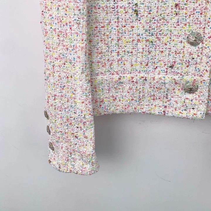 Chanel Chanel 25P Pink V-Neck Tweed Jacket Size S / US 4 / IT 40 - 4 Thumbnail