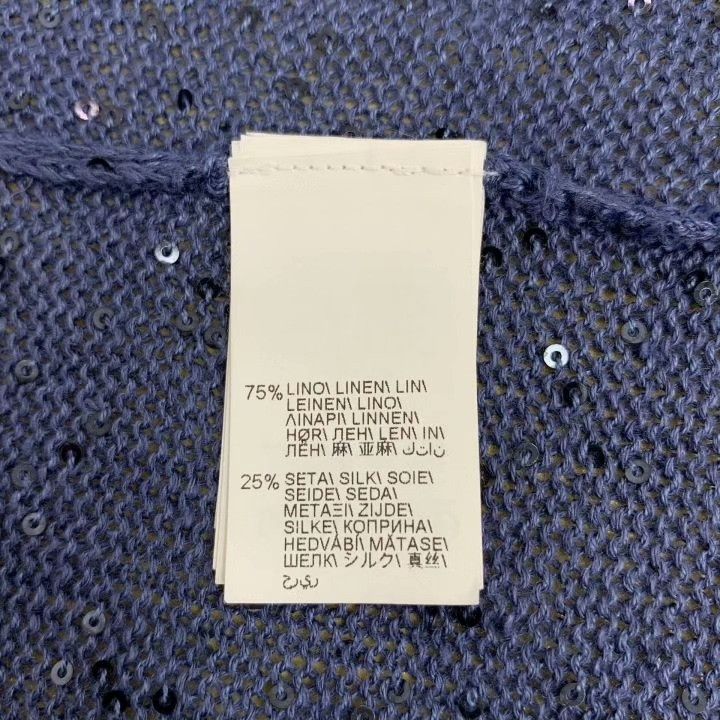Brunello Cucinelli Brunello Cucinelli Blue Sequined Linen V-neck Knit Size M / US 6-8 / IT 42-44 - 6 Thumbnail