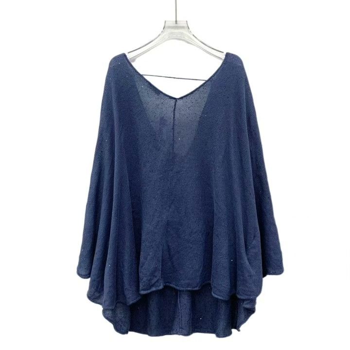Brunello Cucinelli Brunello Cucinelli Blue Sequined Linen V-neck Knit Size M / US 6-8 / IT 42-44 - 2 Thumbnail
