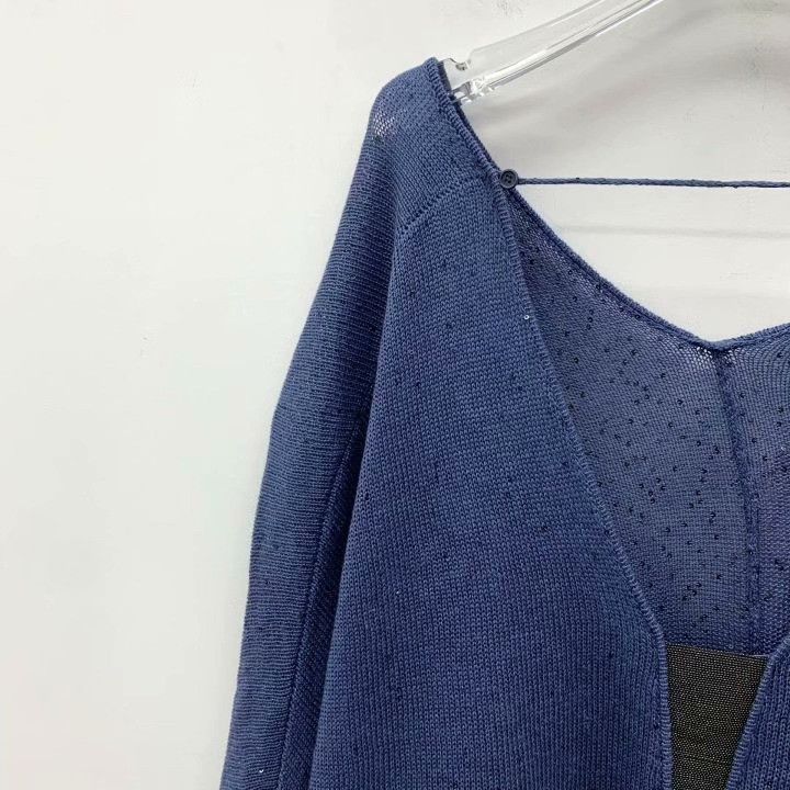 Brunello Cucinelli Brunello Cucinelli Blue Sequined Linen V-neck Knit Size M / US 6-8 / IT 42-44 - 3 Thumbnail