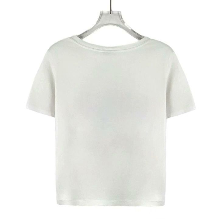 Celine Celine White Logo Embroidered Cotton T-shirt Size M / US 6-8 / IT 42-44 - 2 Thumbnail