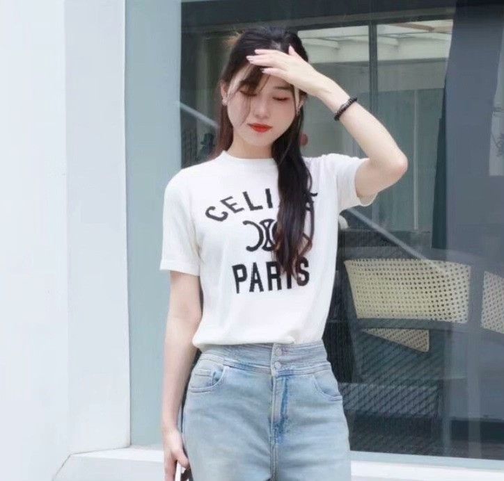 Celine Celine White Logo Embroidered Cotton T-shirt Size M / US 6-8 / IT 42-44 - 9 Thumbnail