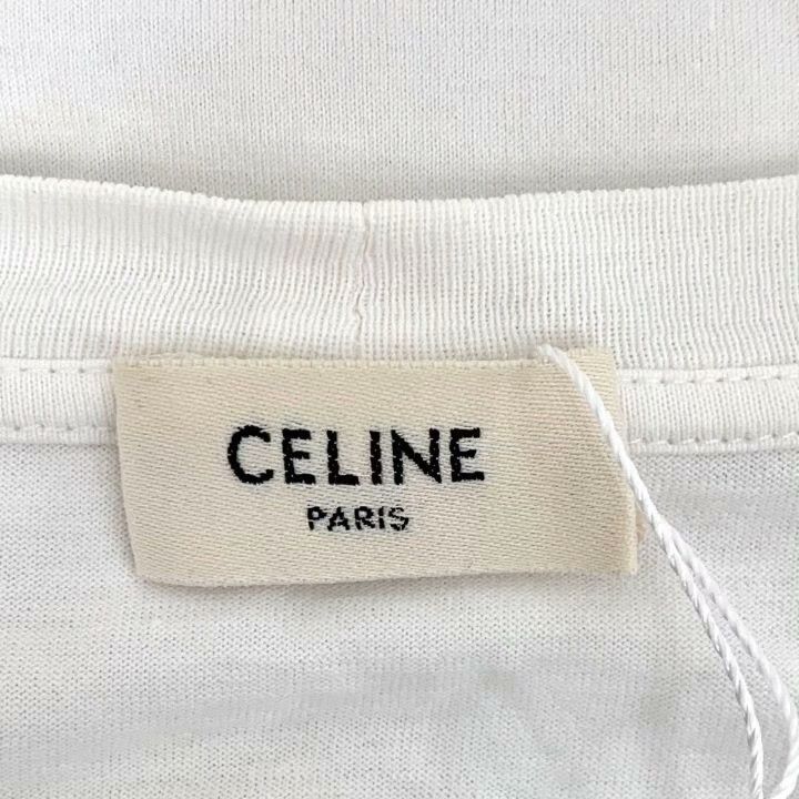 Celine Celine White Logo Embroidered Cotton T-shirt Size M / US 6-8 / IT 42-44 - 6 Thumbnail