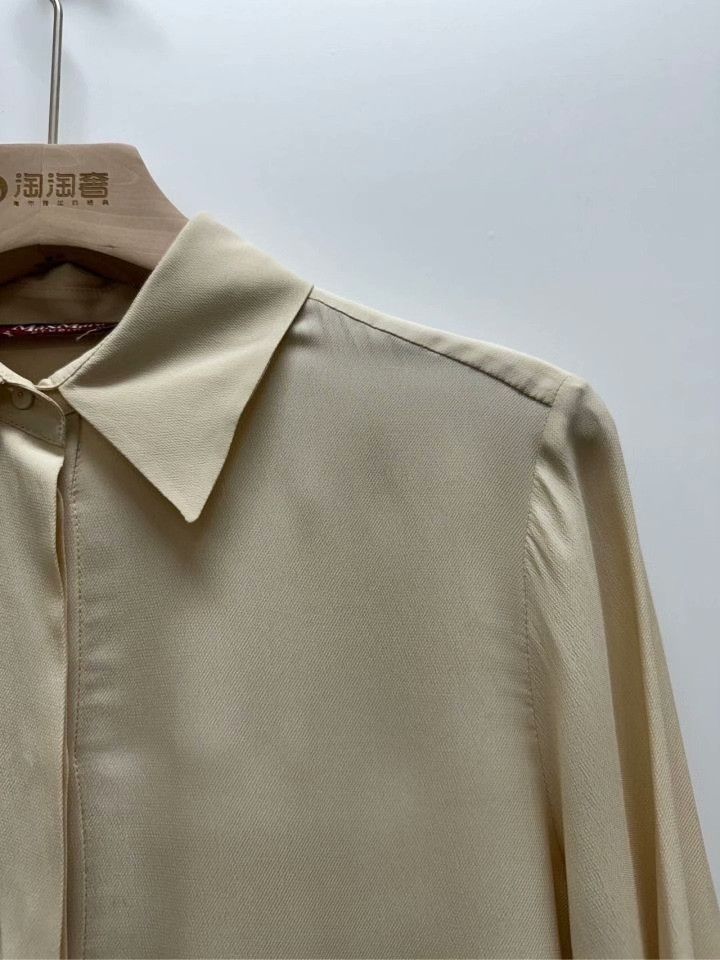 Max Mara MaxMara Gold Silk Collared Long-Sleeve Shirt Size M / US 6-8 / IT 42-44 - 3 Thumbnail