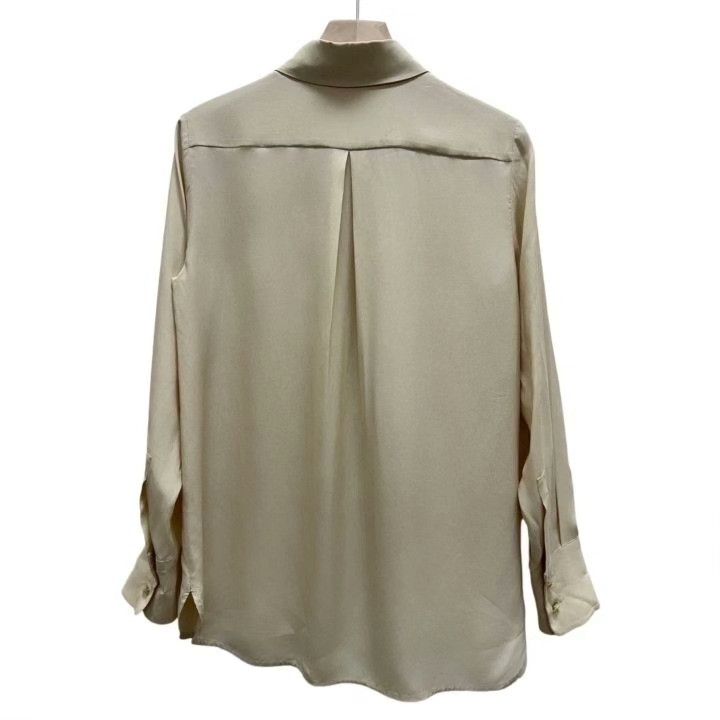 Max Mara MaxMara Gold Silk Collared Long-Sleeve Shirt Size M / US 6-8 / IT 42-44 - 2 Thumbnail