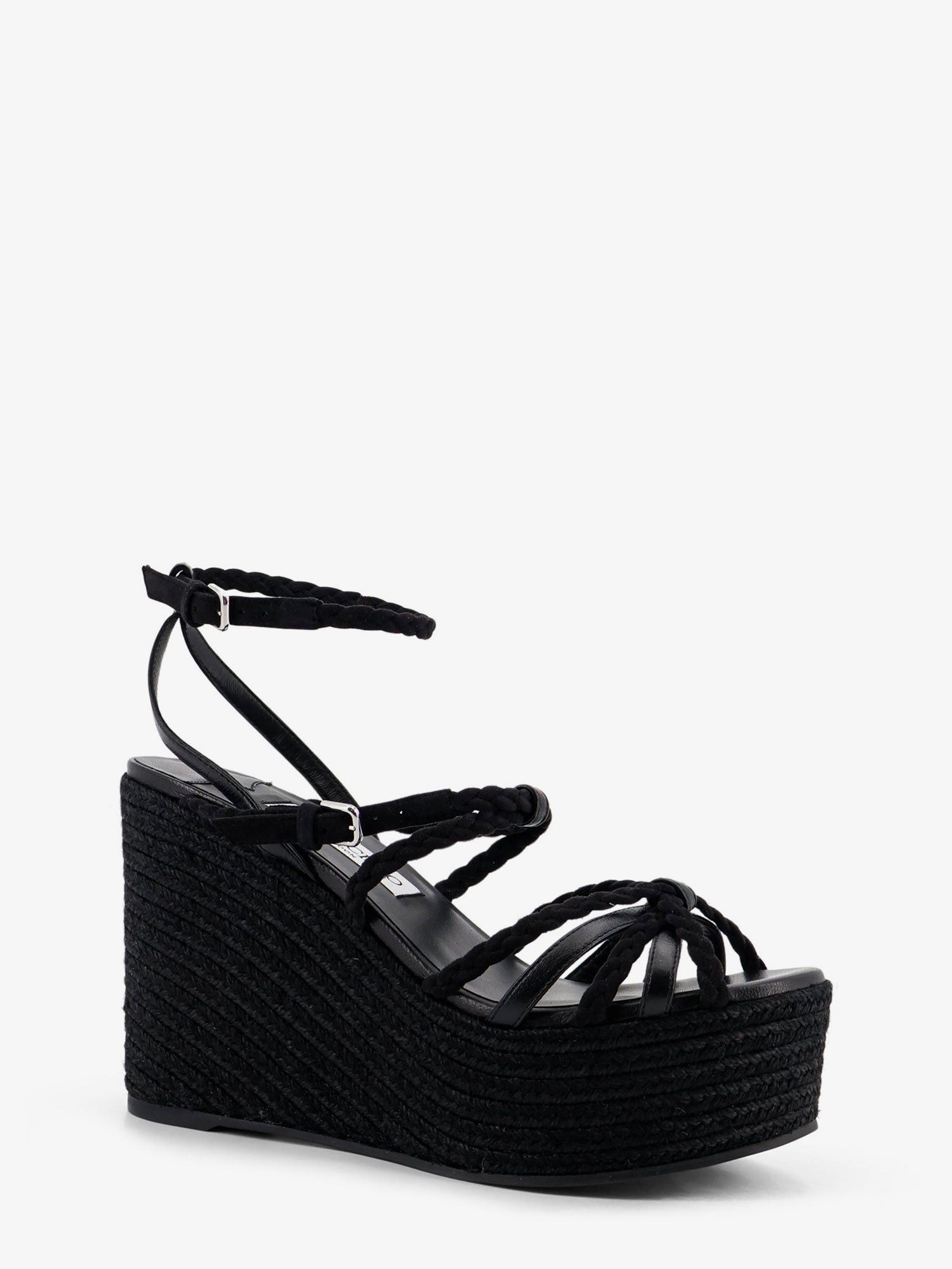 Jimmy Choo Nyra Leather And Raffia Sandals Size US 7.5 / IT 37.5 - 2 Thumbnail
