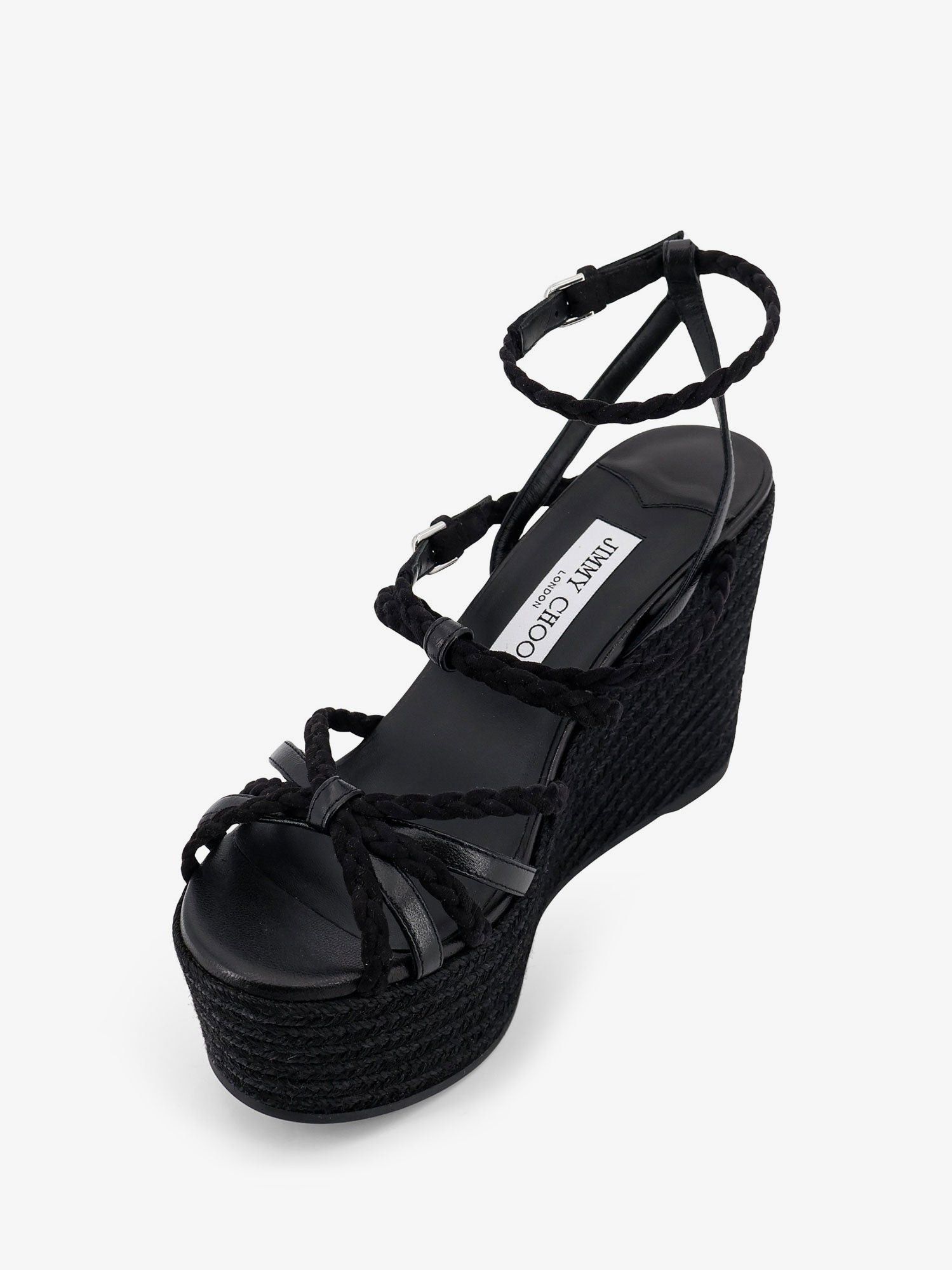 Jimmy Choo Nyra Leather And Raffia Sandals Size US 8 / IT 38 - 4 Thumbnail