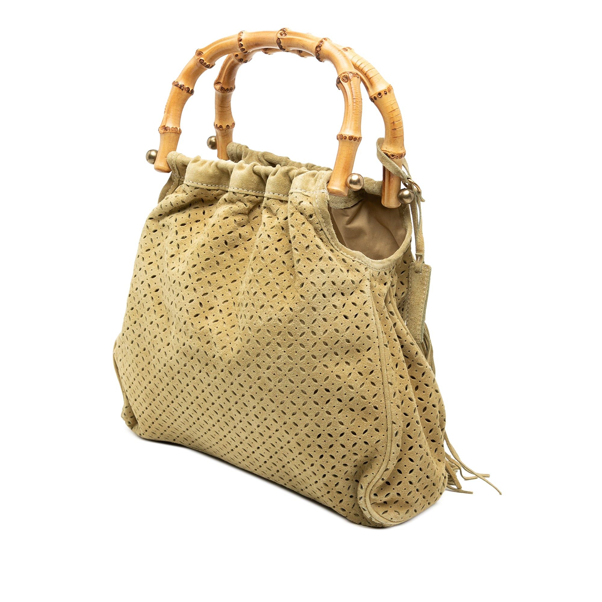 Miu Miu Laser Cut Suede Bamboo Top Handle Bag Size ONE SIZE - 2 Thumbnail