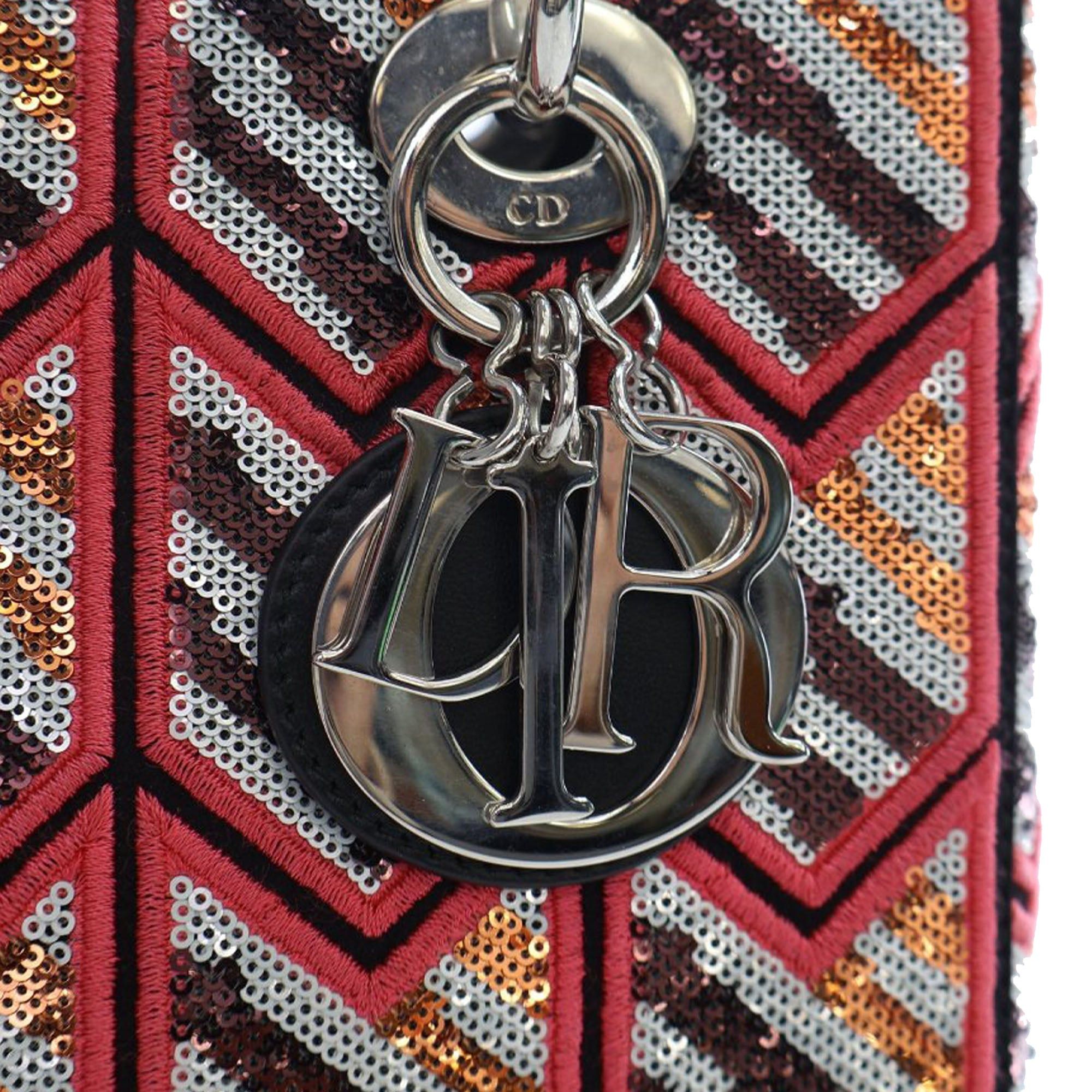 Dior Medium Patent Sequin Embroidered Lady Dior Size ONE SIZE - 6 Thumbnail