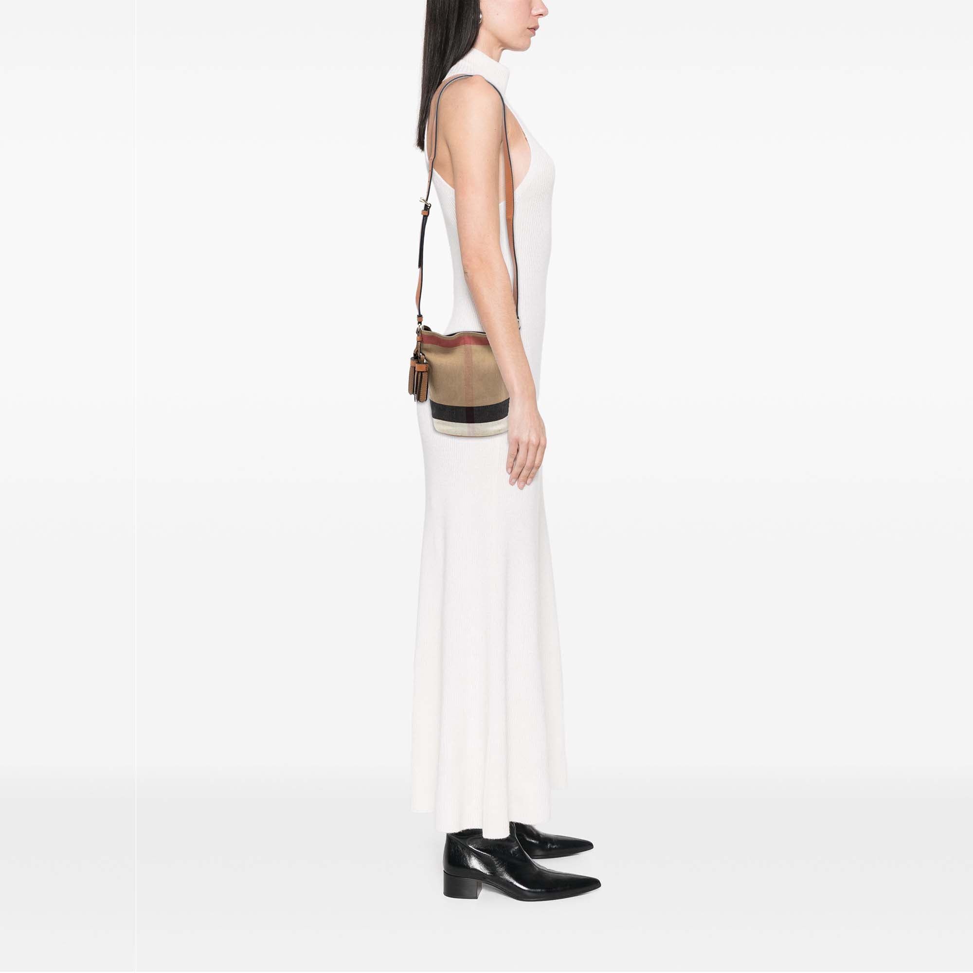 Burberry Mini Mega Check Canvas Ashby Tassel Bucket Bag Size ONE SIZE - 7 Thumbnail