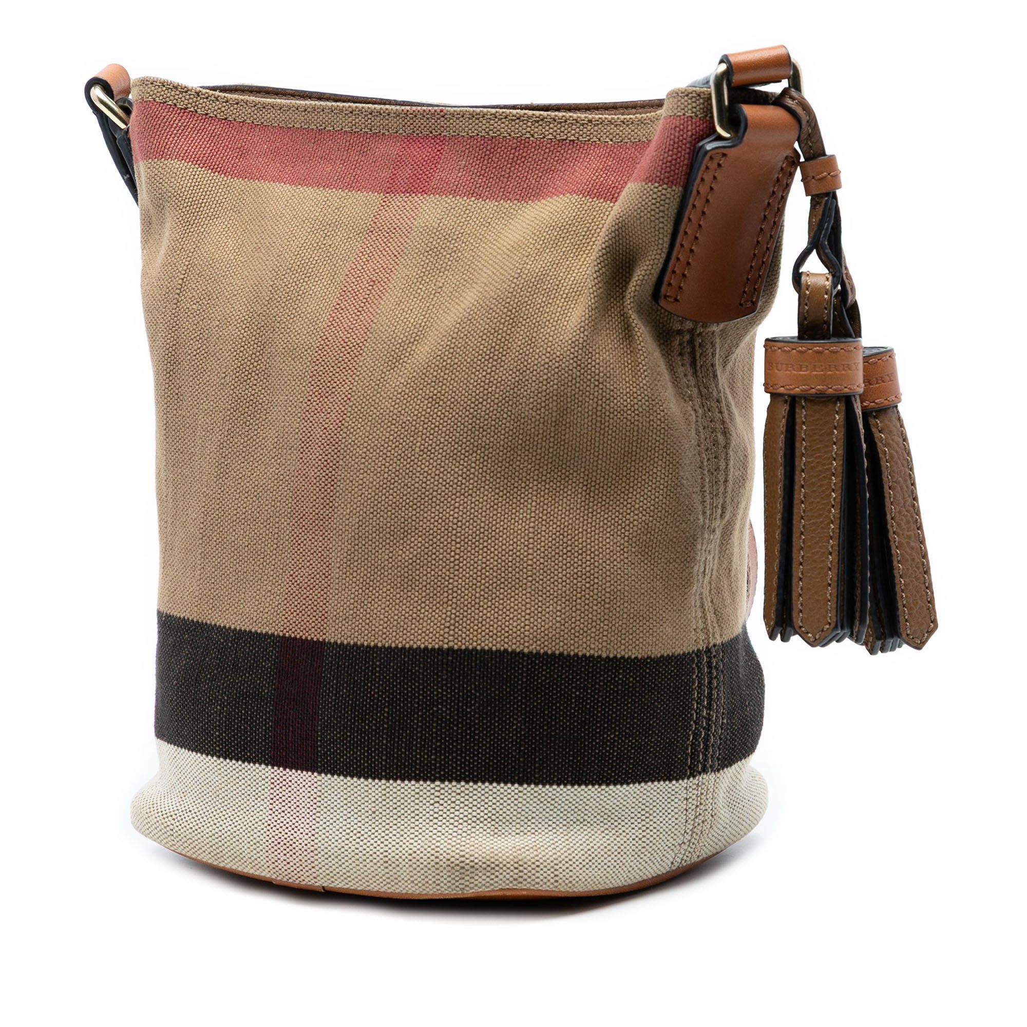 Burberry Mini Mega Check Canvas Ashby Tassel Bucket Bag Size ONE SIZE - 2 Thumbnail