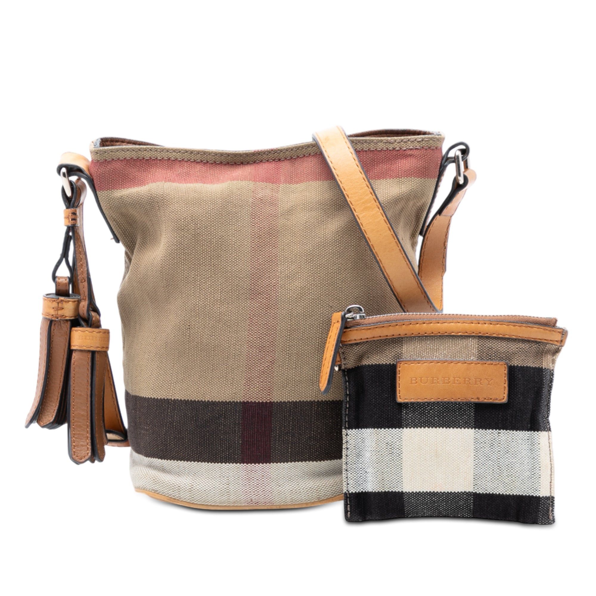 Burberry Mini Mega Check Canvas Ashby Tassel Bucket Bag Size ONE SIZE - 8 Thumbnail