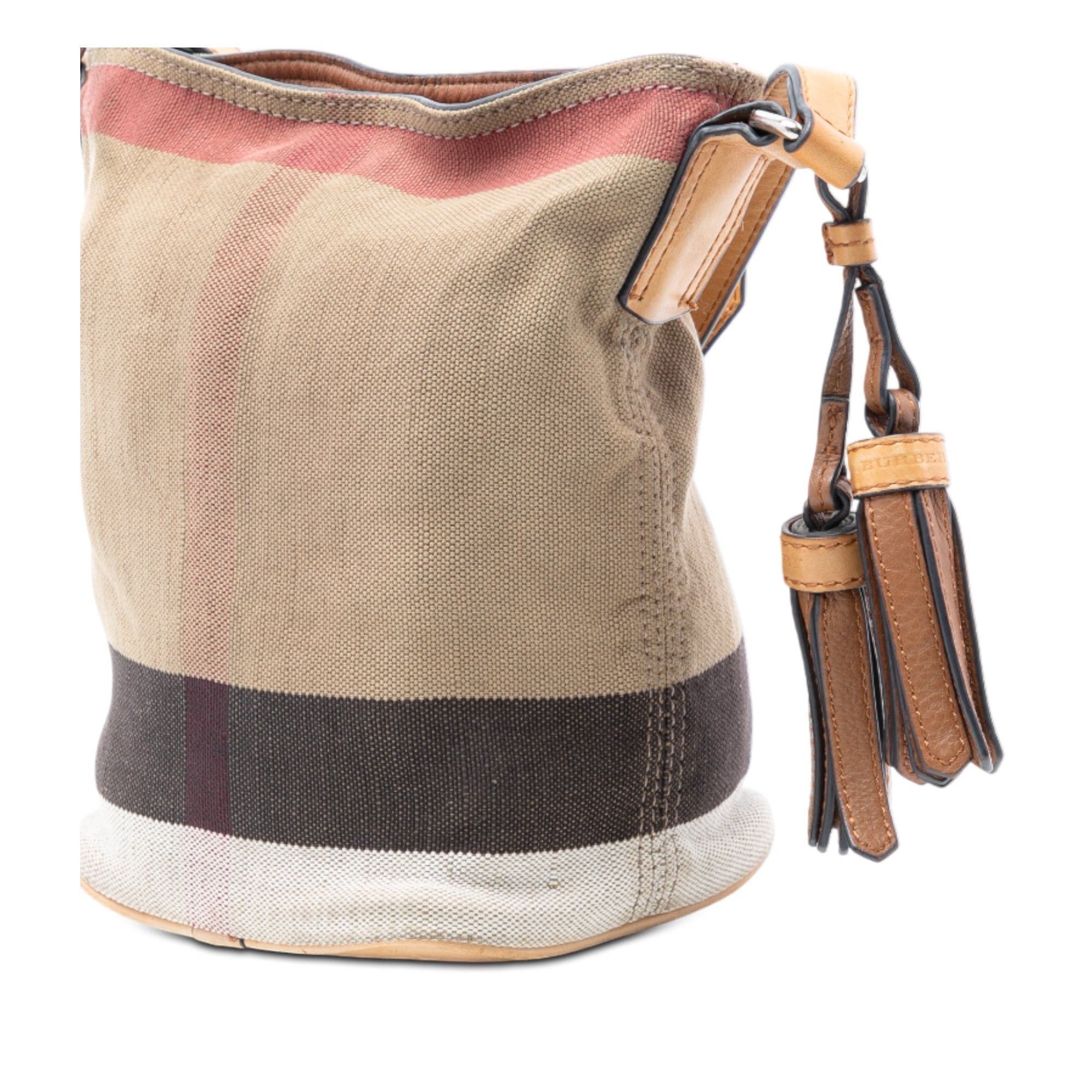 Burberry Mini Mega Check Canvas Ashby Tassel Bucket Bag Size ONE SIZE - 2 Thumbnail