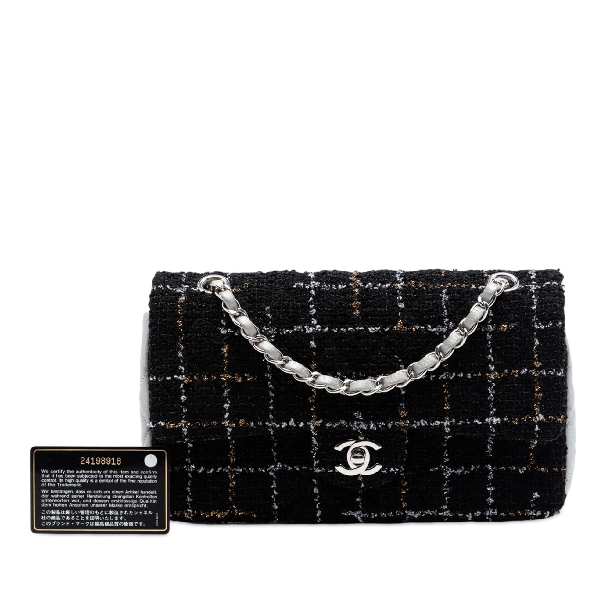 Chanel Medium Classic Quilted Tweed and Metallic Lambskin Double Flap Size ONE SIZE - 9 Thumbnail