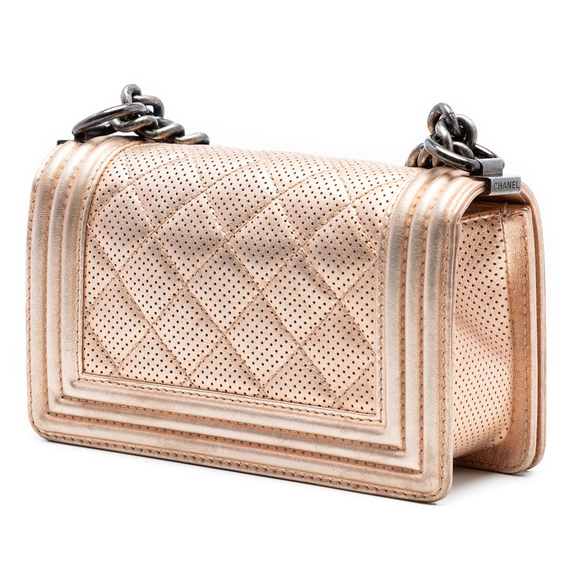 Chanel Small Quilted Perforated Metallic Lambskin Boy Flap Size ONE SIZE - 2 Thumbnail