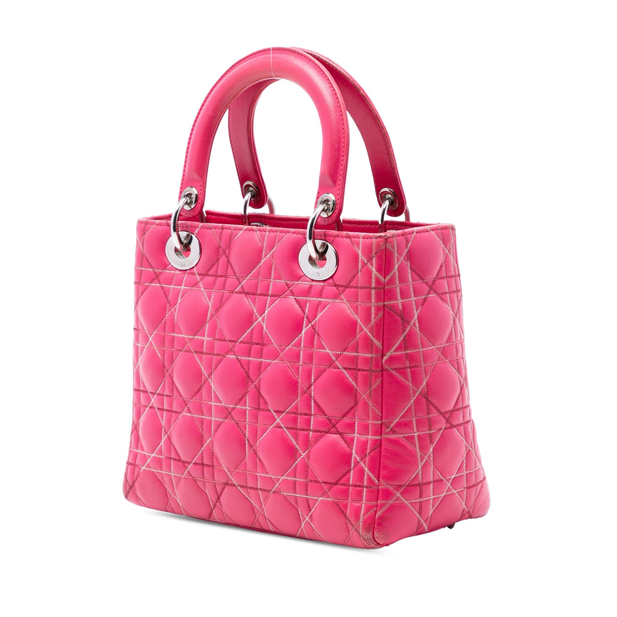Dior Medium Lambskin Cannage Contrast Stitch Lady Dior Size ONE SIZE - 2 Thumbnail