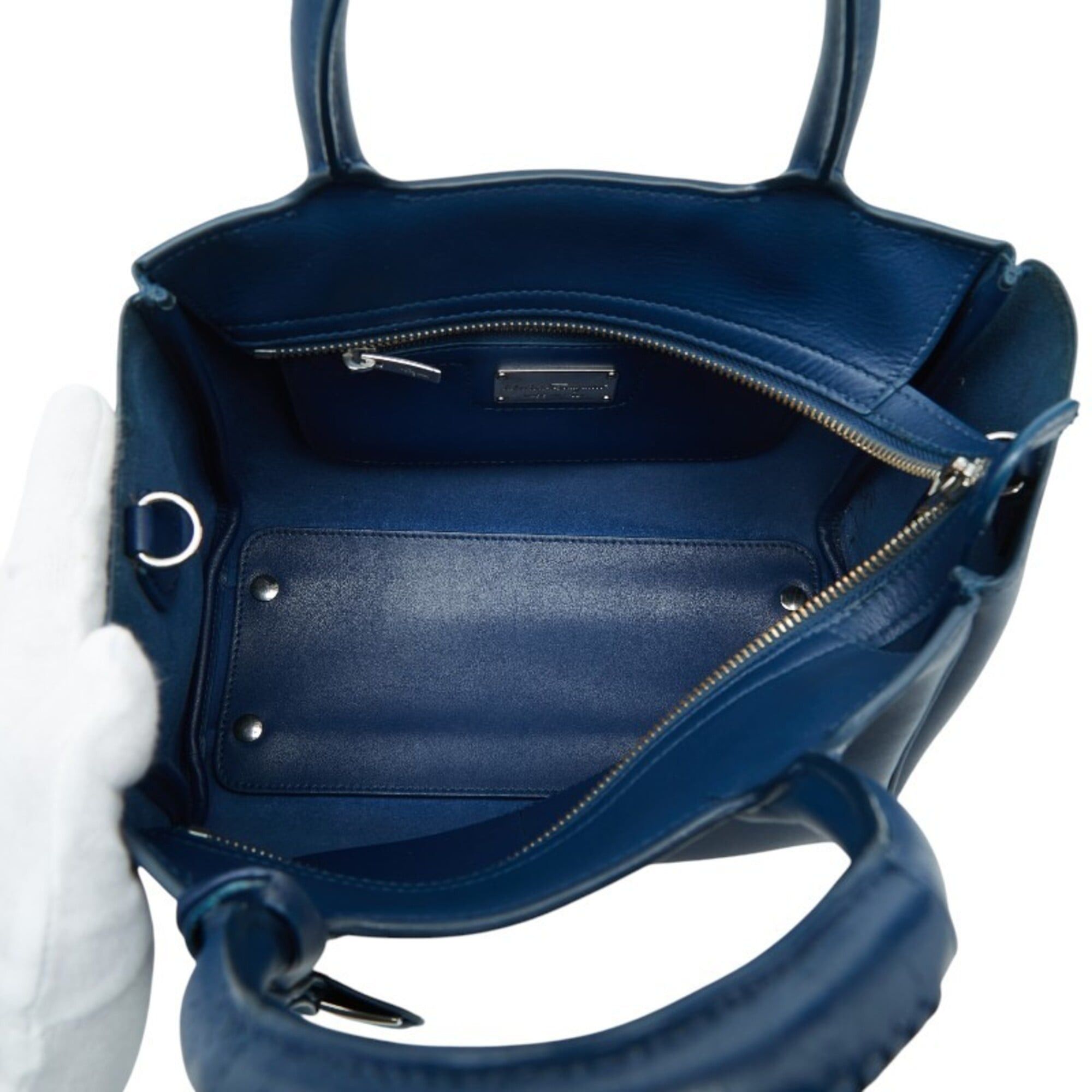 Salvatore Ferragamo Salvatore Ferragamo Nolita Handbag Shoulder Bag 2WAY EE-21 E621 Blue Leather Women's Size ONE SIZE - 8 Thumbnail