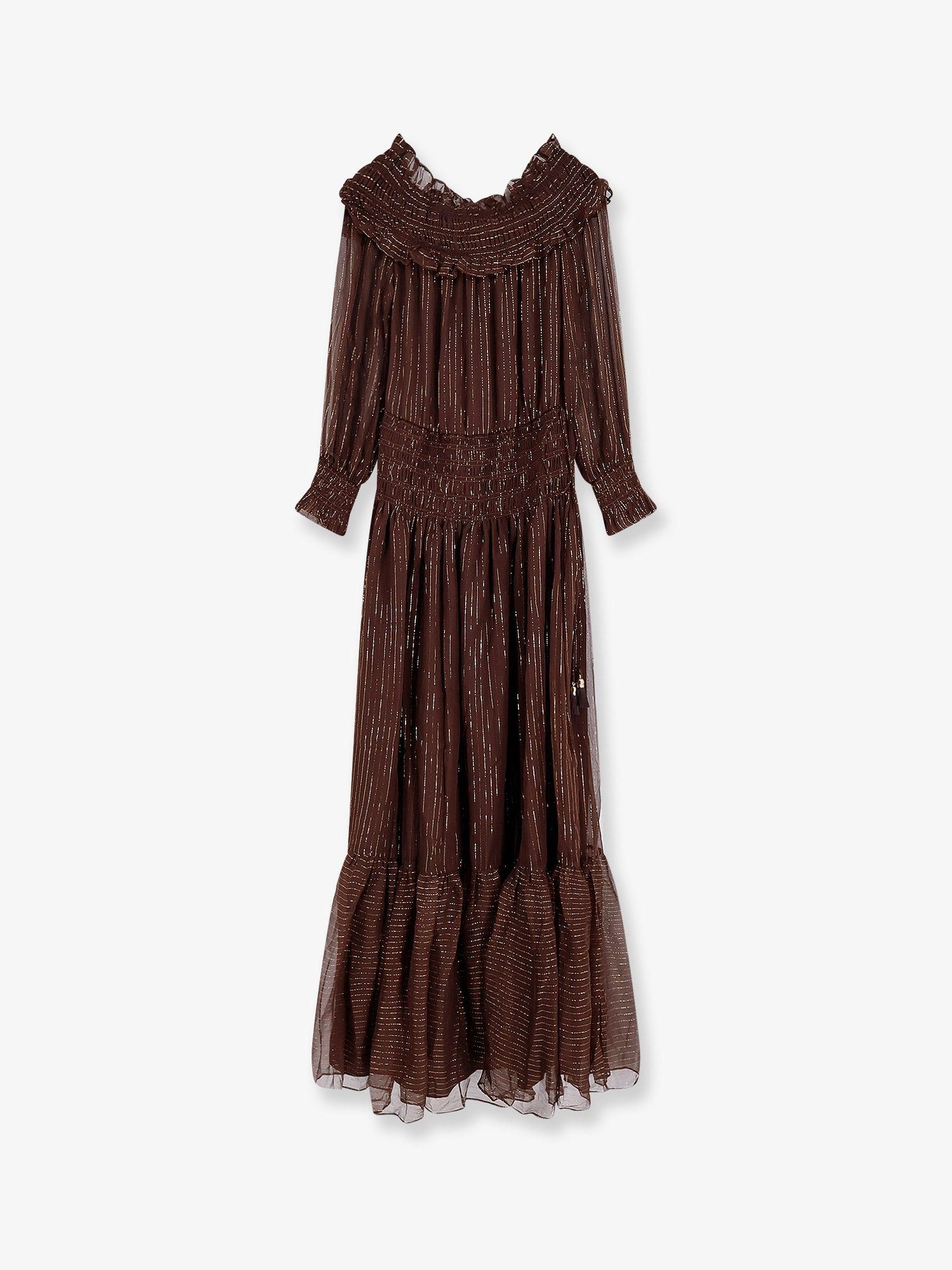Self-Portrait Georgette Long Dress With Lurex Detail Size M / US 6-8 / IT 42-44 - 2 Thumbnail