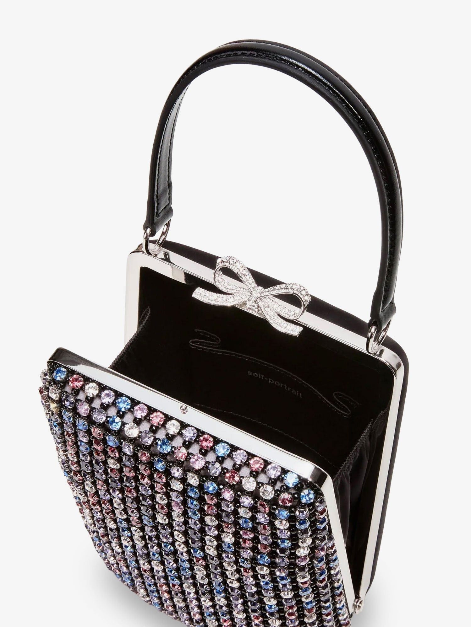Self-Portrait Leather Crossbody Bag With All-Over Crystals Size ONE SIZE - 4 Thumbnail