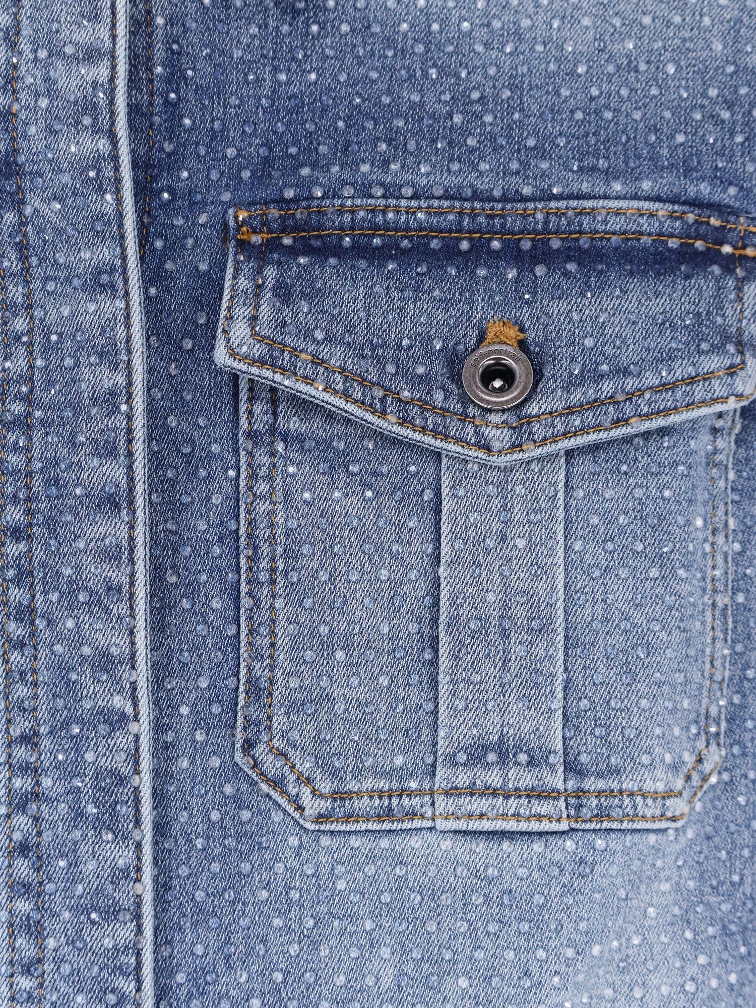 Self-Portrait Denim Jumpsuit With Rhinestones Size M / US 6-8 / IT 42-44 - 3 Thumbnail
