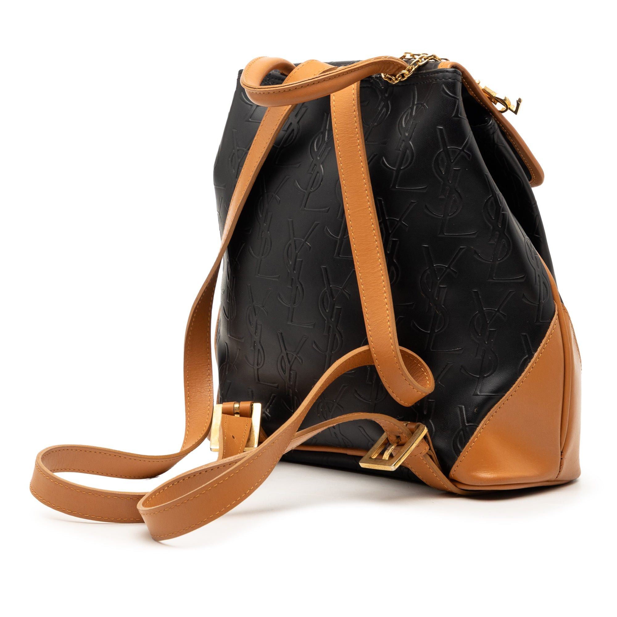 Saint Laurent Paris Monogram Embossed Leather Backpack Size ONE SIZE - 2 Thumbnail