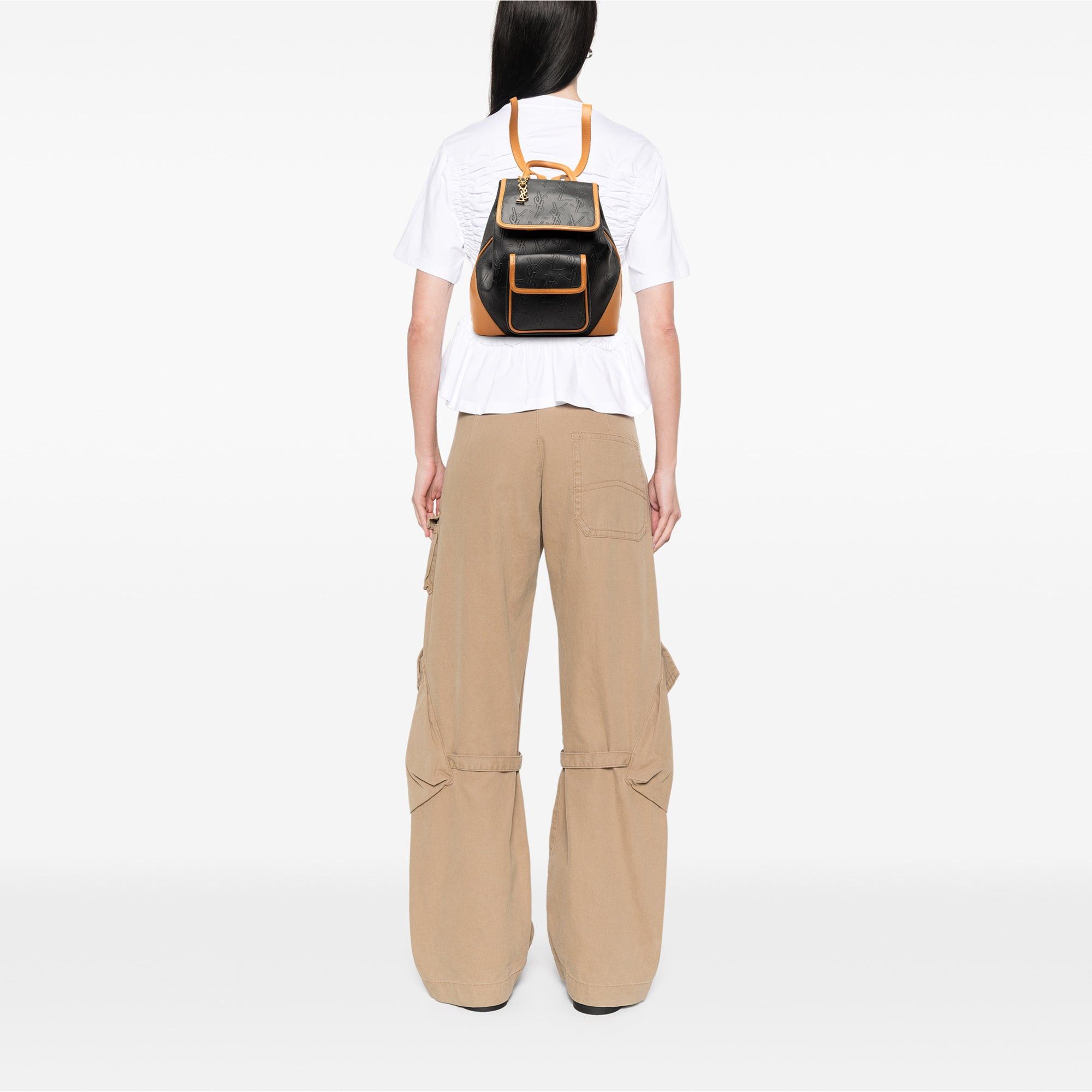 Saint Laurent Paris Monogram Embossed Leather Backpack Size ONE SIZE - 7 Thumbnail