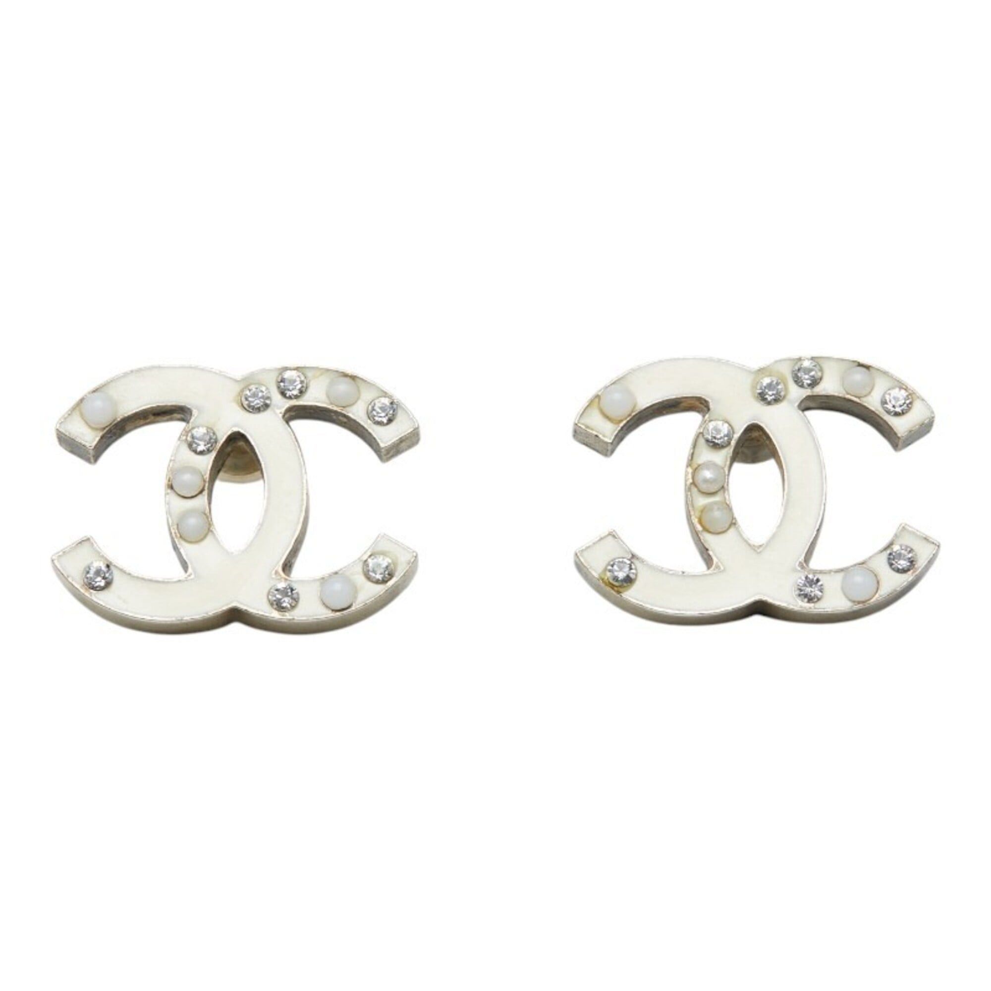 Chanel Chanel Coco Mark Rhinestone Faux Pearl Earrings with Charms, Metal, Women's CHANEL Size ONE SIZE - 2 Thumbnail
