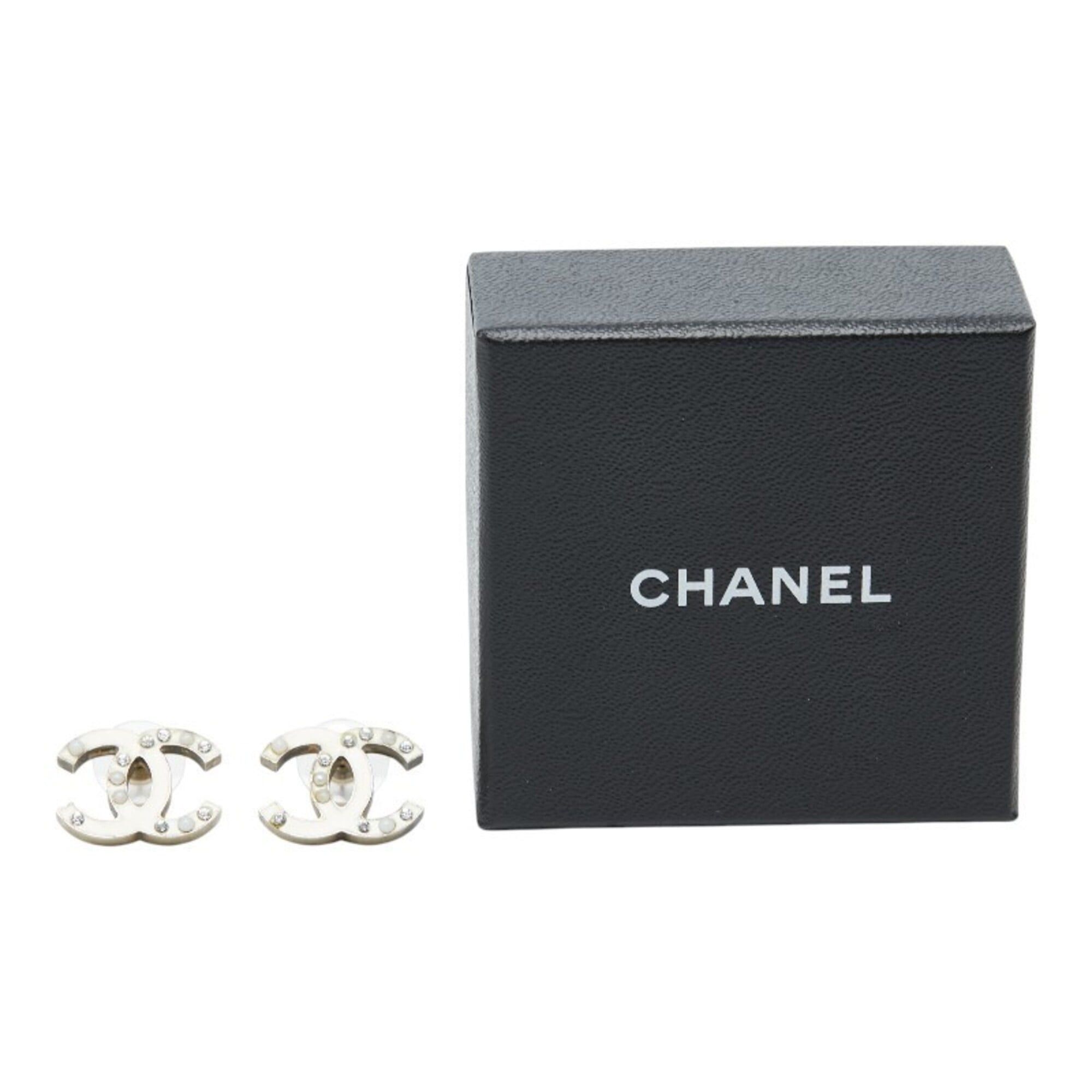 Chanel Chanel Coco Mark Rhinestone Faux Pearl Earrings with Charms, Metal, Women's CHANEL Size ONE SIZE - 5 Thumbnail