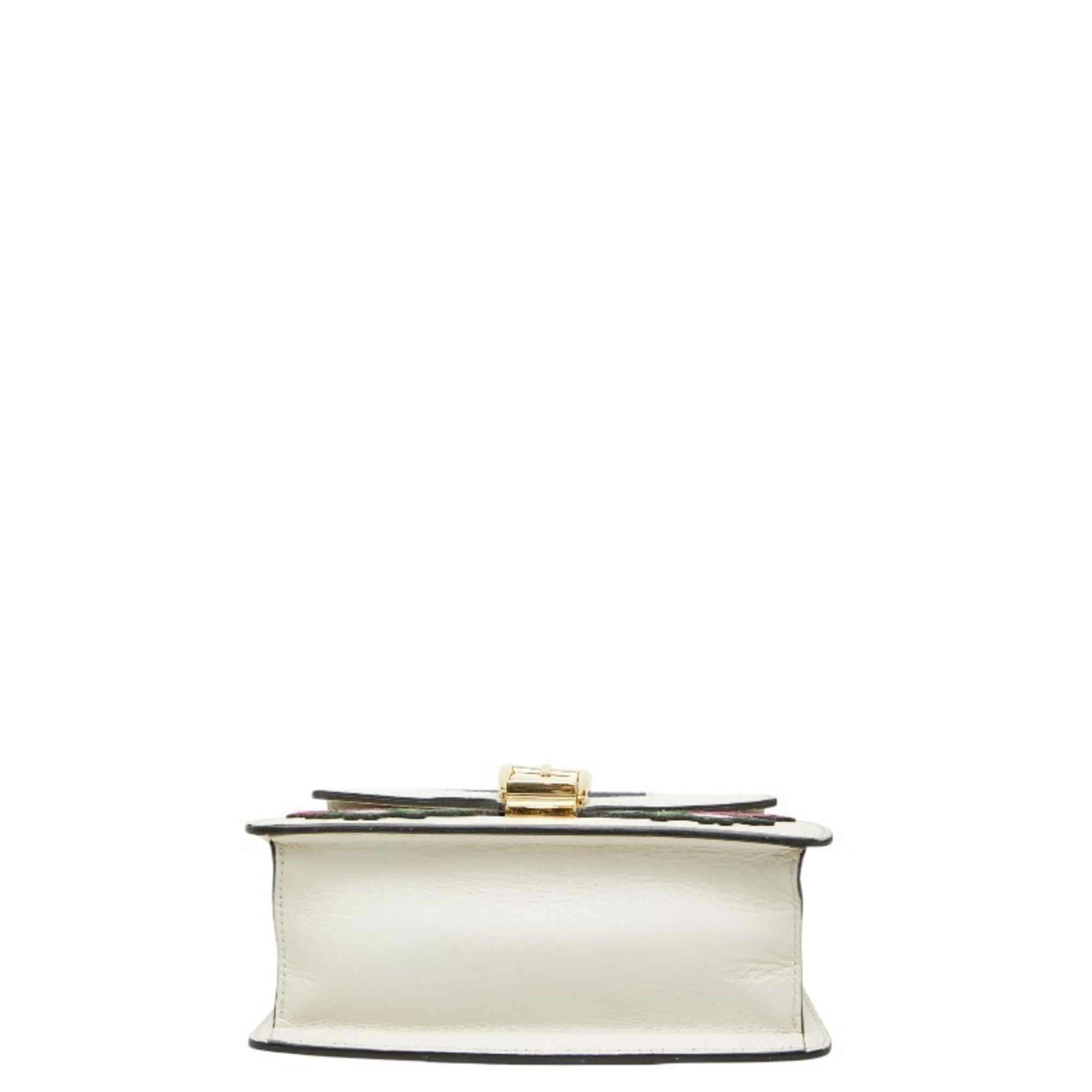 Gucci Gucci Sylvie Sherry Line Rose Applique Mini Handbag Shoulder Bag 2WAY 470270 White Leather Women's GUCCI Size ONE SIZE - 3 Thumbnail